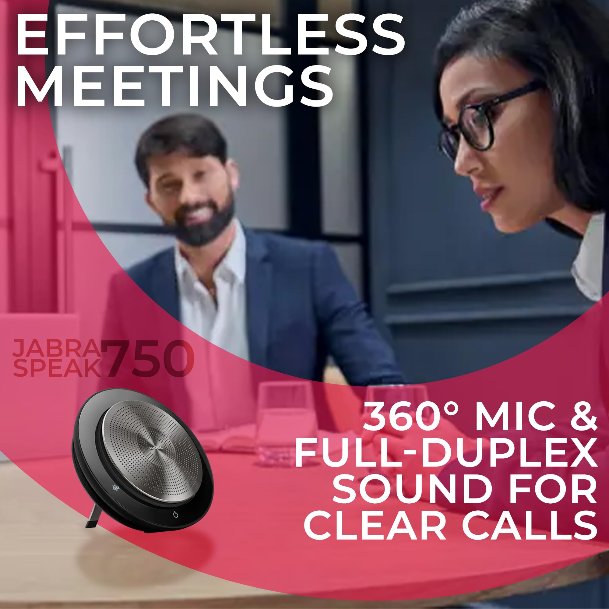 Jabra Speak 750 MS Bluetooth Speakerphone with USB Dongle - Certified for Microsoft Teams - Compatible with PC, Mac, Tablet & Smartphone - Includes Microfiber Cloth - Perfect for Conference Calls & Remote Work