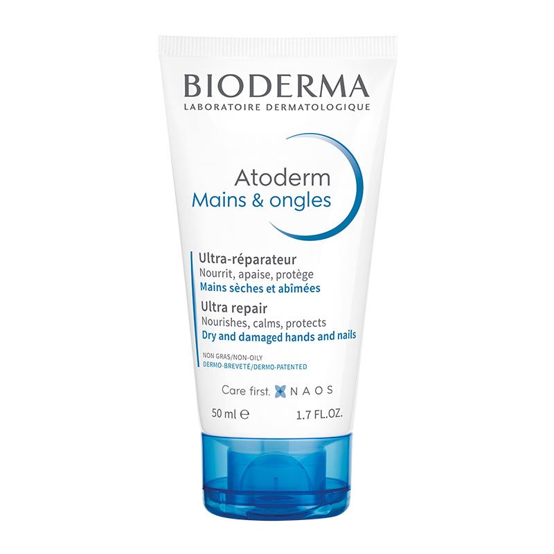 Bioderma Atoderm Ultra Repair Hand & Nail Cream - Intense Moisturizing Treatment for Dry, Cracked Hands & Brittle Nails - Perfect for Winter Care & Post-Work Hand Repair