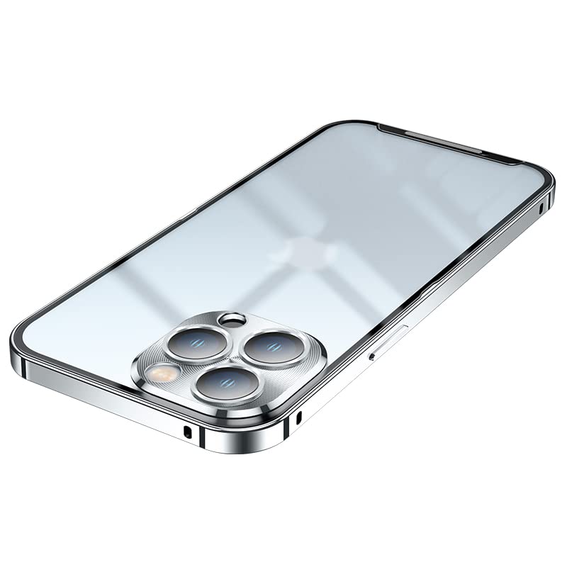 Premium Aluminum Bumper Case for iPhone 12 Pro - Slim Metal Frame with Matte Translucent Hard Back Cover | Camera Protection | Luxury Design for Men & Women | Perfect for Daily Use, Work & Travel (Silver)