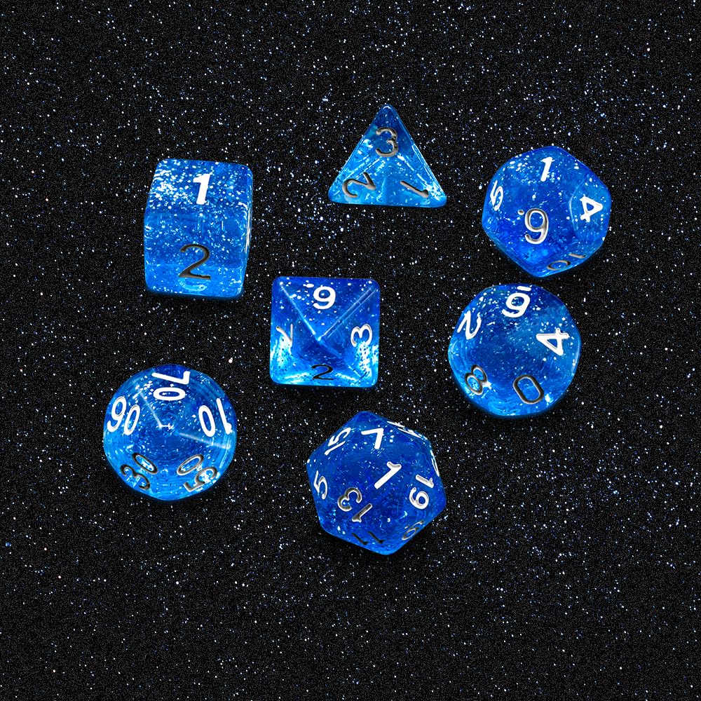 Premium RPG Dice Set for Dungeons & Dragons (D&D) - 10-Sided Polyhedral Dice with D20 in Vibrant Blue - Perfect for Tabletop Games, Role-Playing Adventures & Collectors