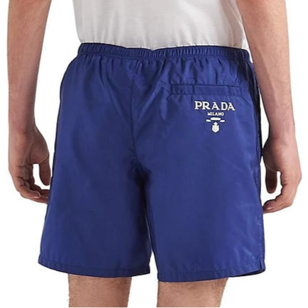Prada Men's Ink Blue Re-Nylon Swim Shorts - Quick-Dry, Comfortable Swimwear for Beach, Pool & Vacation