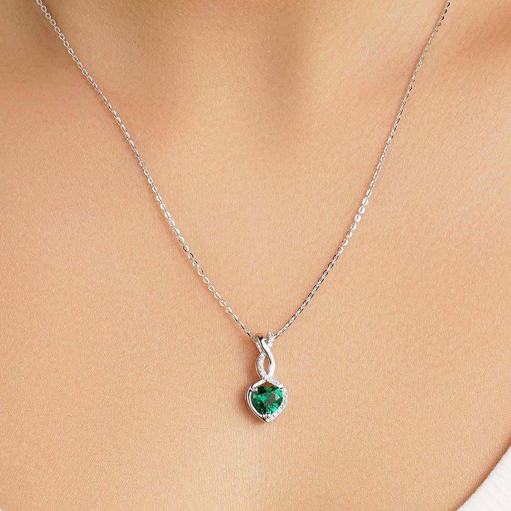 1 CT. Emerald Infinity Heart Pendant with Diamonds - Elegant Jewelry for Women, Gift for Anniversary, Valentine's Day & Special Occasions