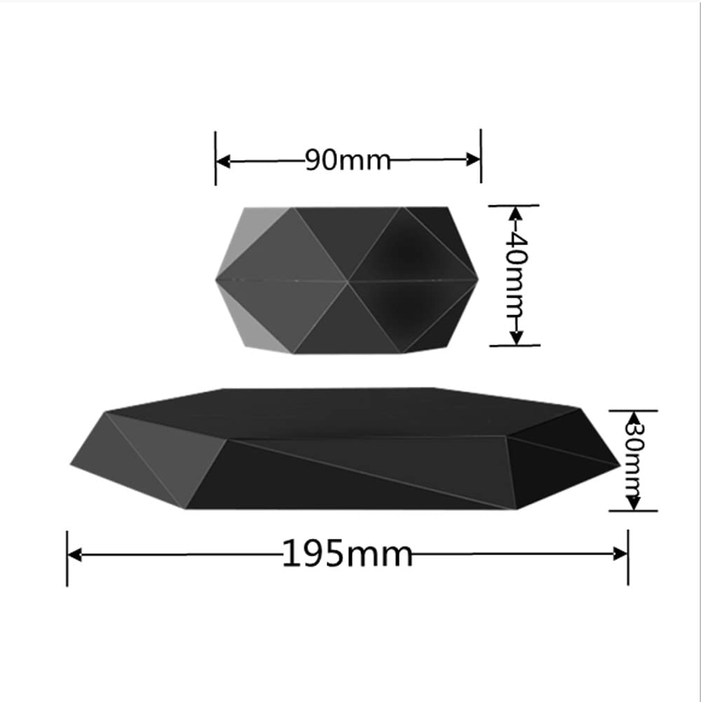 Floating Magnetic Levitating Flower Pot - Black Hexagon Air Bonsai Planter with 360° Rotation | Unique Home & Office Desk Decor for Modern Spaces