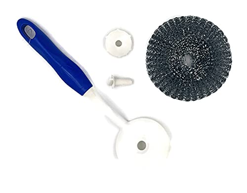 JERN® 3 Pack Long-Handled Scrub Brush - Stainless Steel Wire Grill & Pot Scrubber with Hanging Hole - Heavy Duty Cleaning Brush for Kitchen, Grill, BBQ, Oven & Cookware - Durable Scouring Pads & Utensil Cleaner