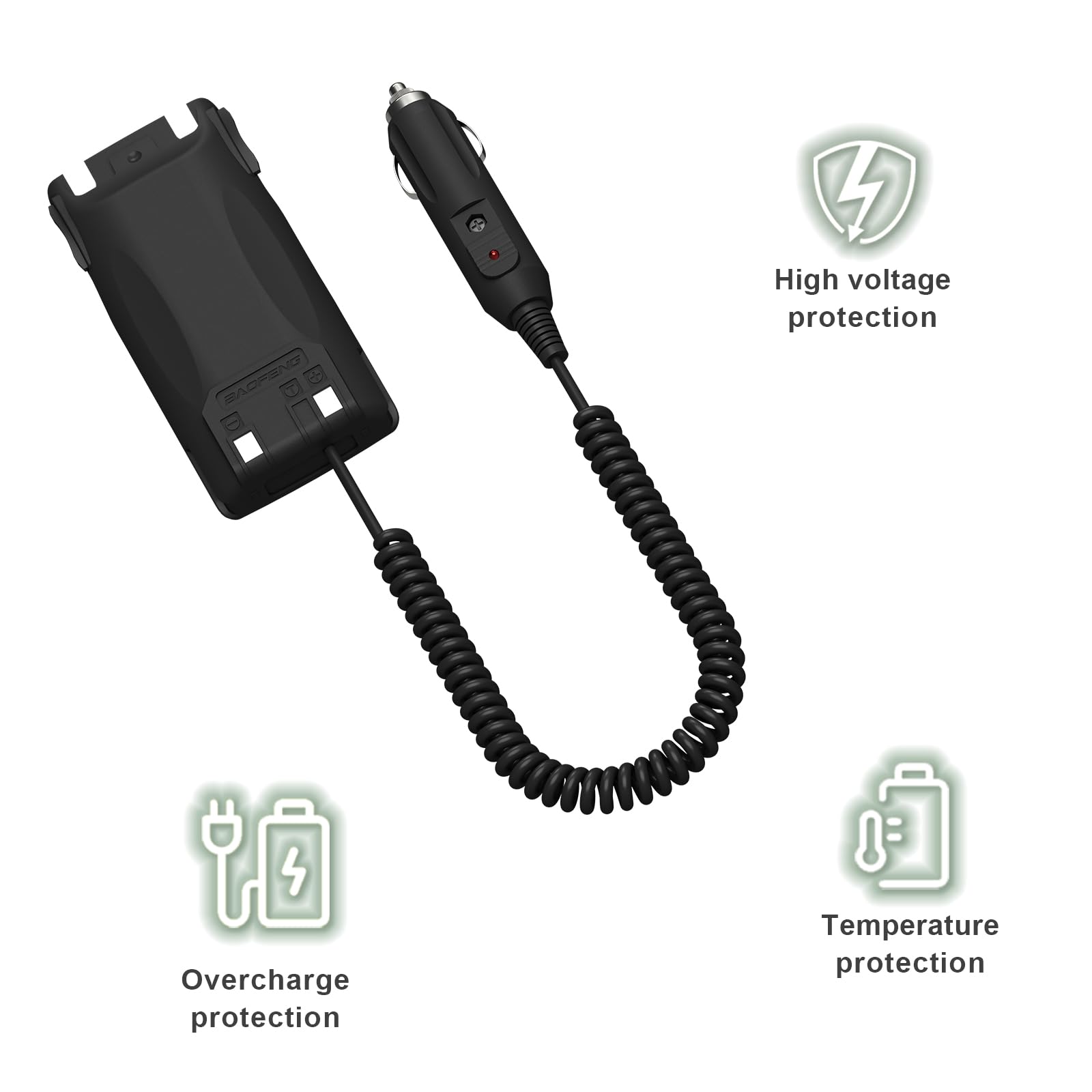 2 Pack 7.2V BAOFENG Car Charger Battery Eliminator - Heat Resistant Power Adapter for UV-82/UV-82HP/UV-89 Dual Band Radios - Perfect for Road Trips, Emergency Communication & Trucking