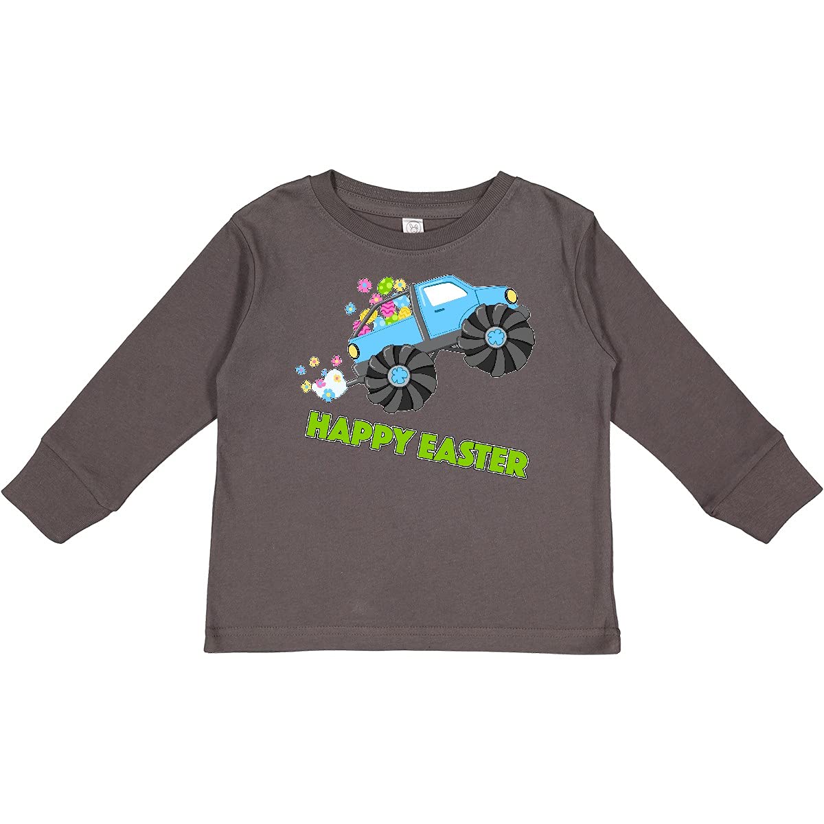 Inktastic Happy Easter Monster Truck Toddler Long Sleeve T-Shirt - Cute Easter Outfit for Boys, Soft Cotton Tee for Toddler Playtime & Holiday Celebrations