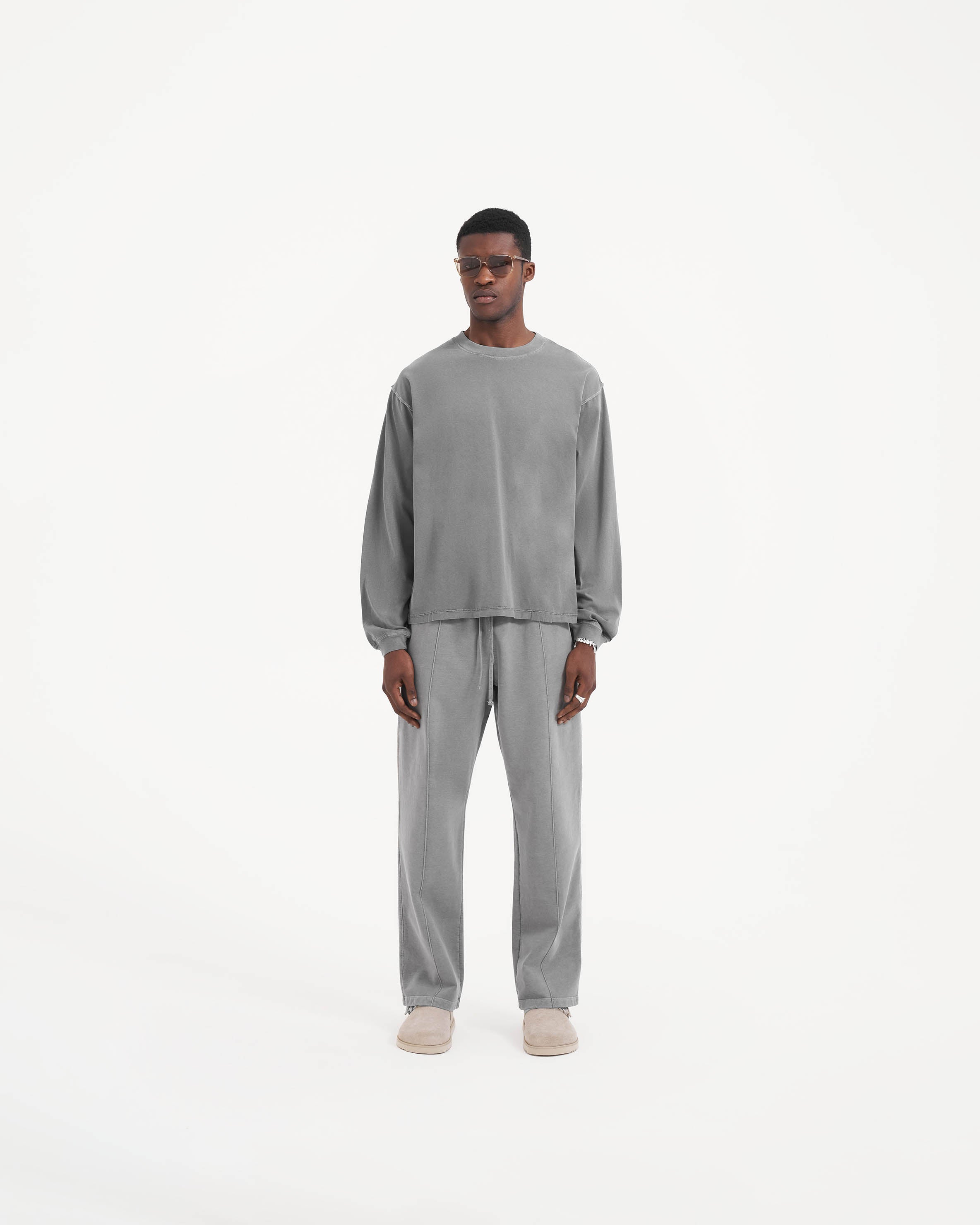 Initial Long Sleeve T-Shirt for Men - Premium Soft Cotton Crewneck Tee in Ultimate Grey | Casual Wear, Layering & Everyday Comfort