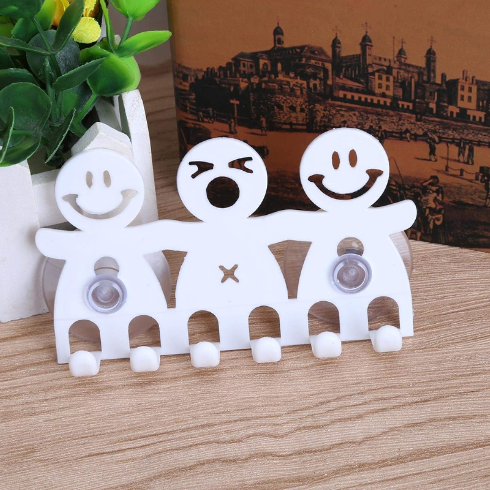 5-Pack Cute Cartoon Toothbrush Holder - Wall Mounted Suction Cup for Bathroom Organization