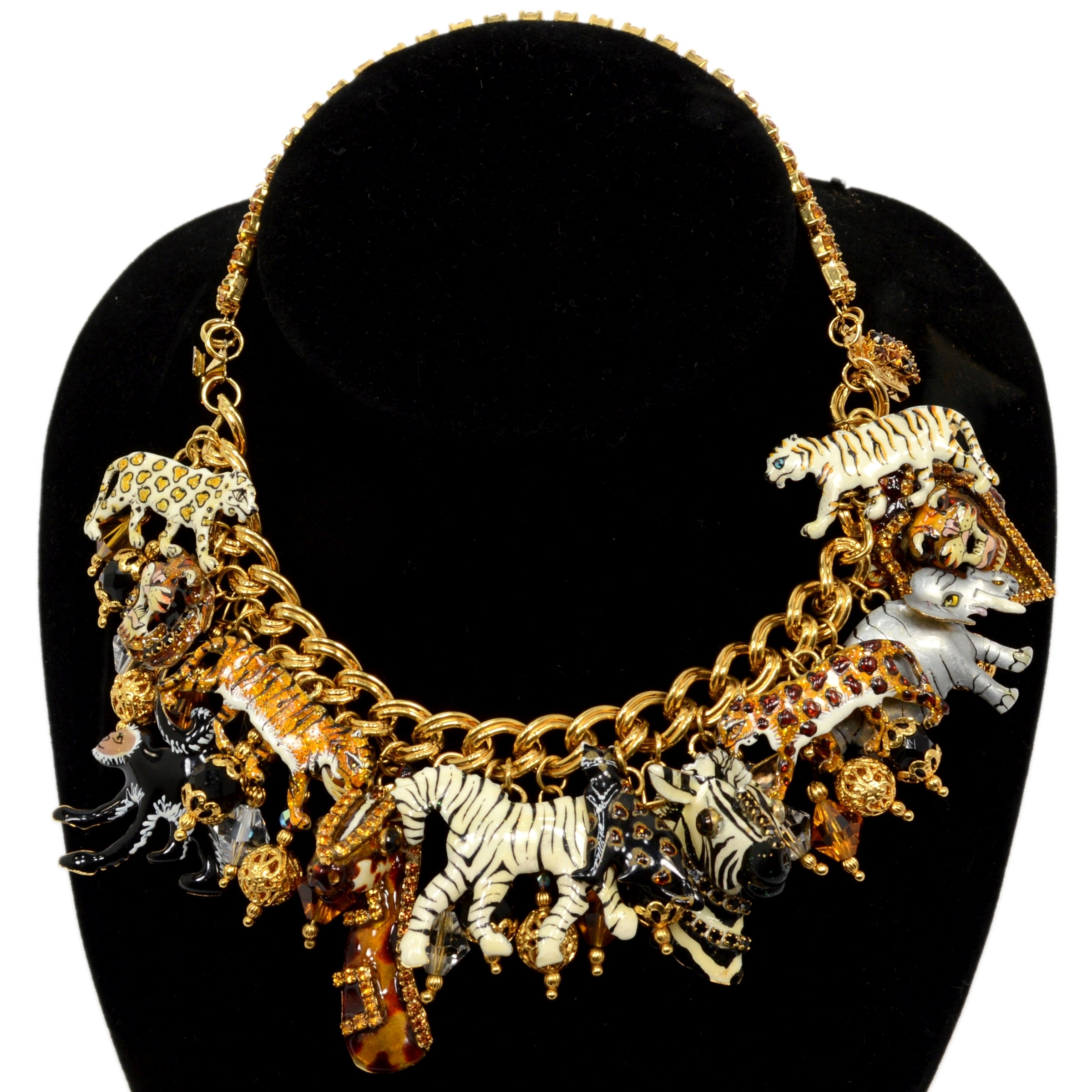 Luxury Ritz Jungle Brunch Charm Bracelet with Lion, Tiger & Monkey Charms - Perfect for Women's Fashion, Gift Giving & Special Occasions