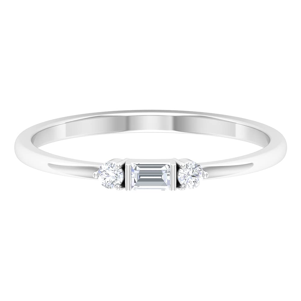 0.50 CT Natural Diamond Three Stone Promise Ring for Women - April Birthstone Ring in 14K Solid Gold - Minimalist Engagement, Wedding, Anniversary Gift Idea