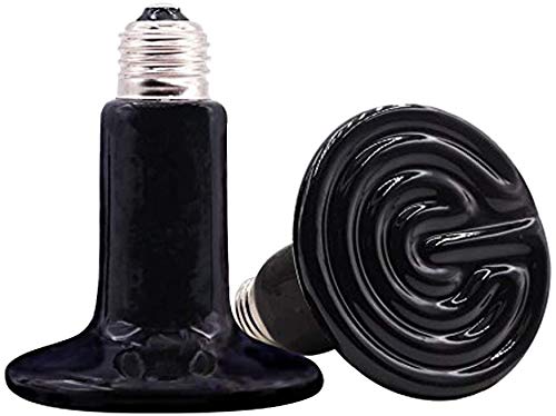 CTKcom 2-Pack 200W Reptile Ceramic Heat Lamp - E27 110V Infrared Heat Emitter Bulb for Reptiles, Chickens & Turtles - No Light, No Harm Brooder Lamp for Pet Coop Heating - Ideal for Terrariums, Chicken Coops & Turtle Tanks (Black)