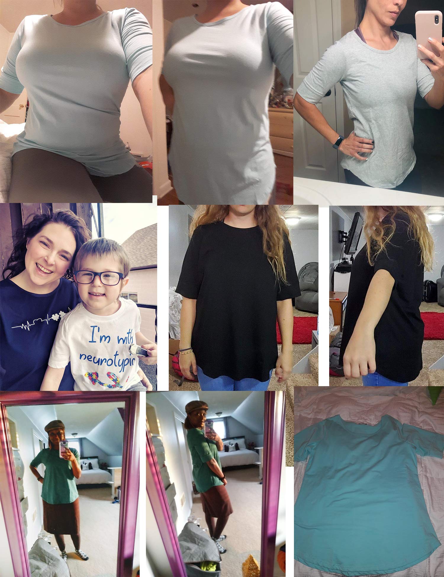 Women's Elbow-Length Sleeve Tops - Summer Fashion Cotton Blouses & Casual Tunic Tee Shirts for Work, Travel & Everyday Wear