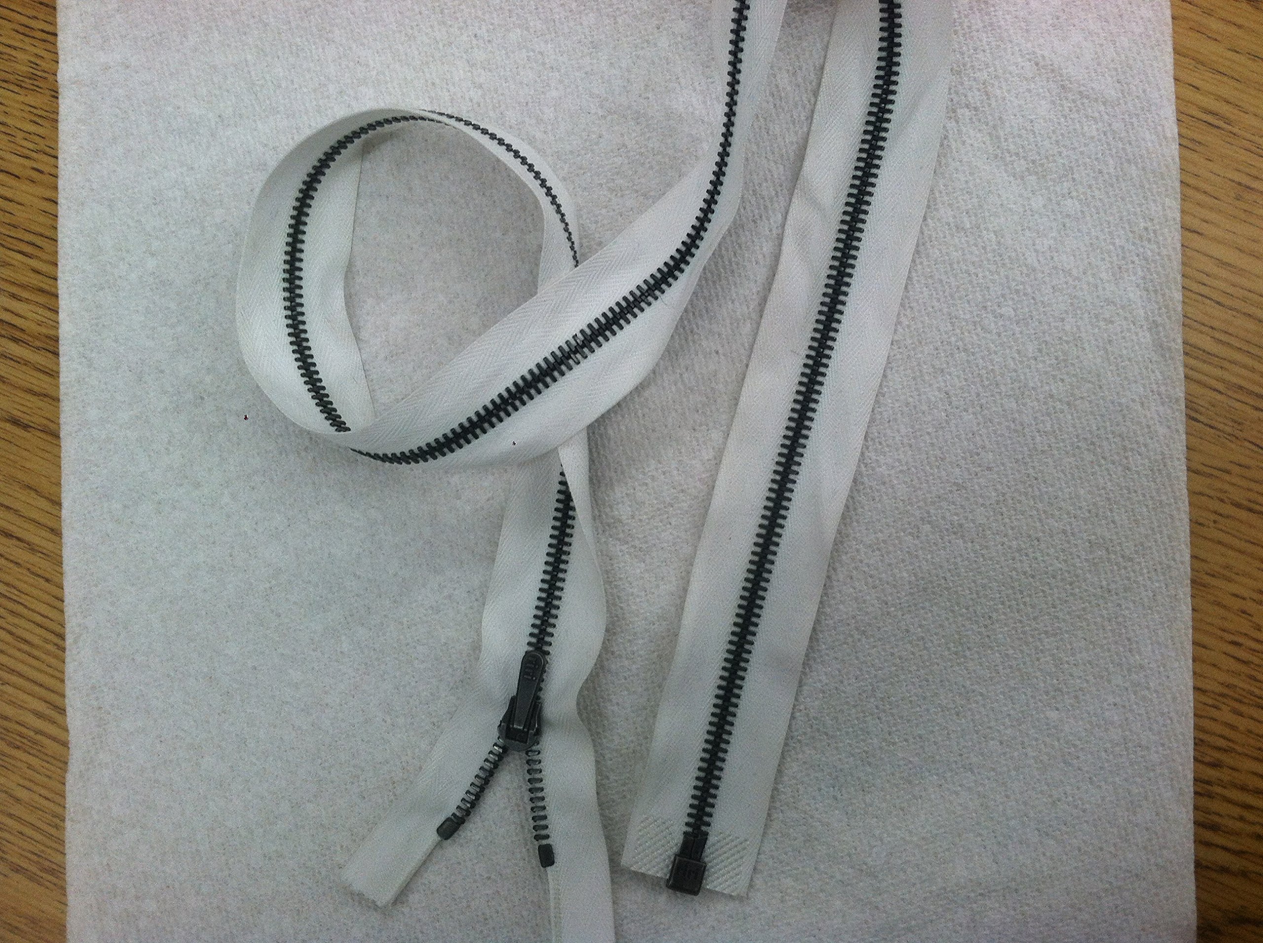 RIRI 30-Inch White Heavy Duty Zipper with Open Pewter Teeth - M6 One-Way Pull - Ideal for Jackets, Bags & Outdoor Gear