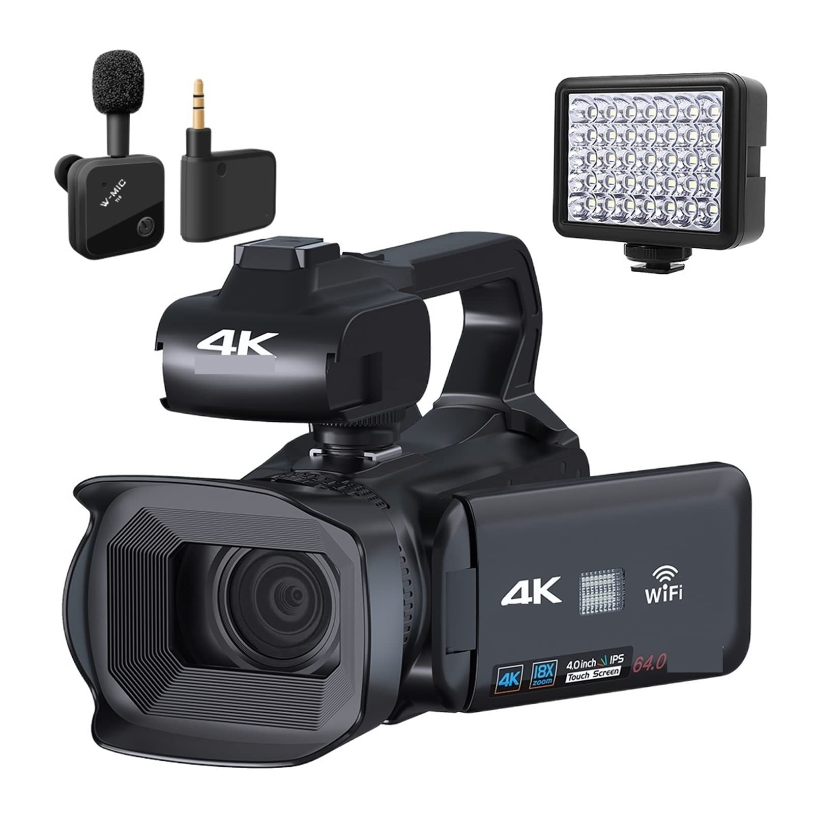 4K 64MP AUBEST Video Camera with Auto Focus - Perfect for Vlogging, Live Streaming & Photography (32G SD Card & MIC Light Included)