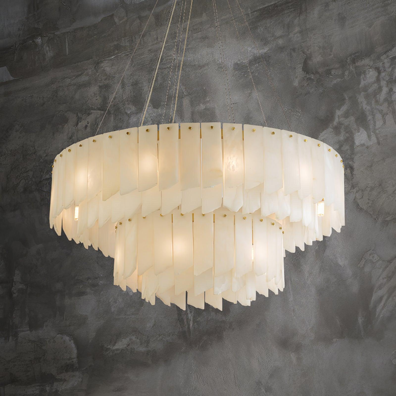 Elegant Alabaster Cascade Tiered Chandelier - Modern Crystal Ceiling Light Fixture for Dining Room, Bedroom & Living Room Decor
