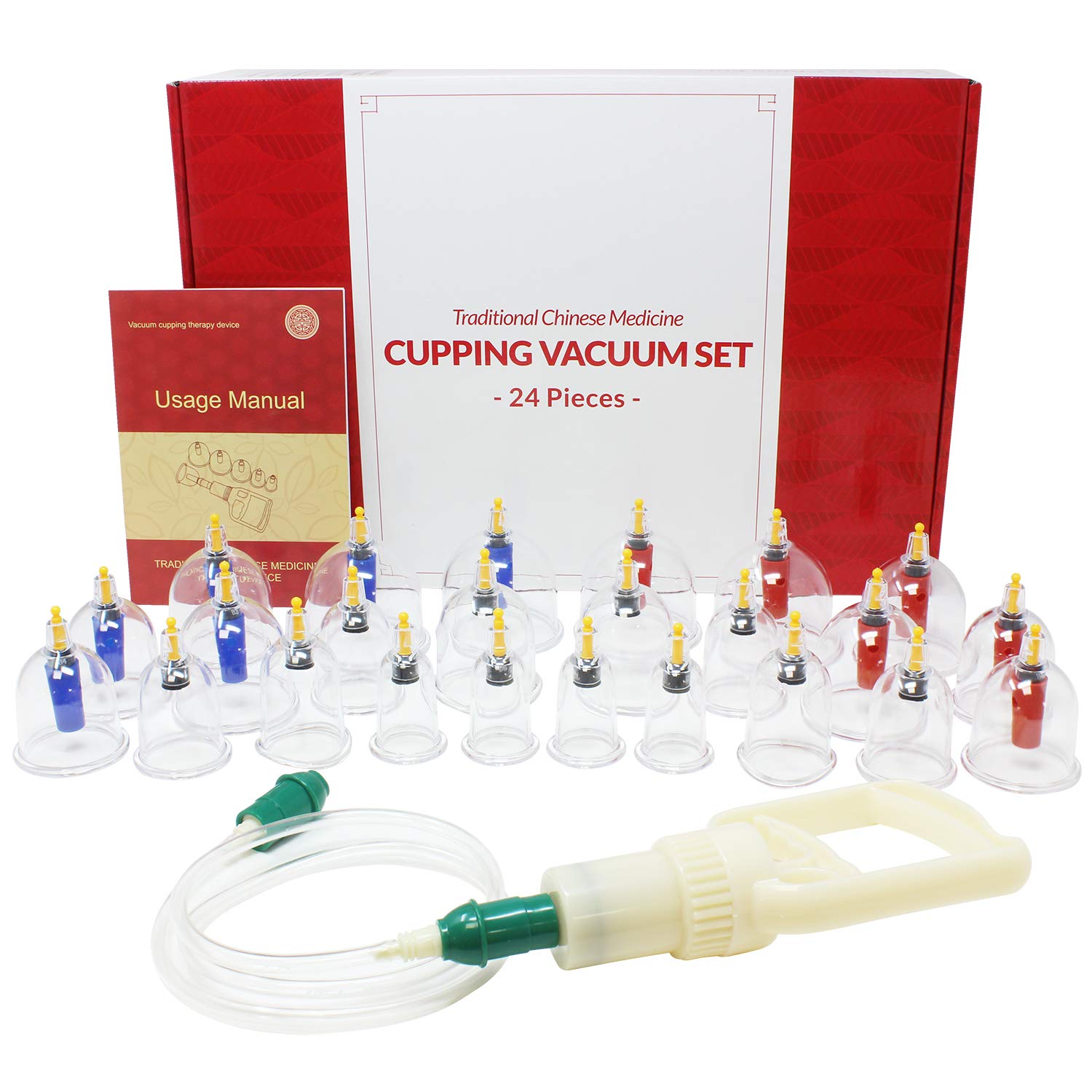 EverOne Biomagnetic Chinese Cupping Therapy Set - 24-Piece Hijama Kit for Pain Relief & Detox | Perfect for Muscle Relaxation, Blood Circulation & Holistic Wellness at Home