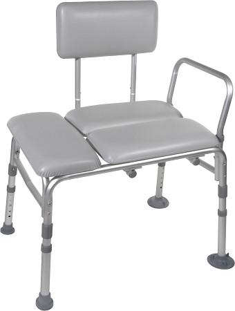 Padded Seat Transfer Bench for Shower and Bathroom - Non-Slip Shower Chair with Backrest for Elderly and Disabled - Safe Bathing Aid for Mobility Assistance