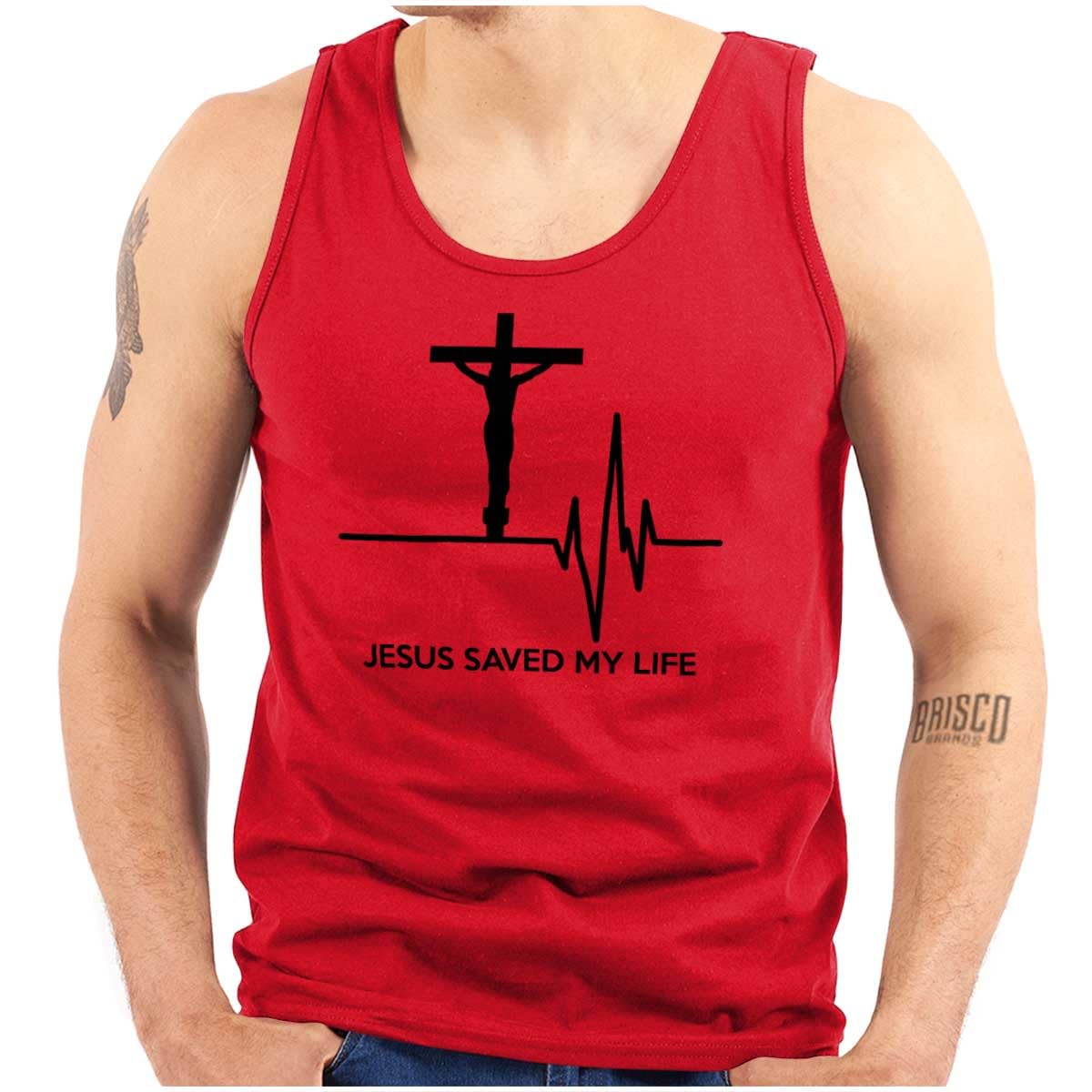 Christian Strong Jesus Saved My Life Crucifix Graphic T-Shirt for Men & Women - Faith-Inspired Casual Wear for Church, Bible Study & Everyday Inspiration