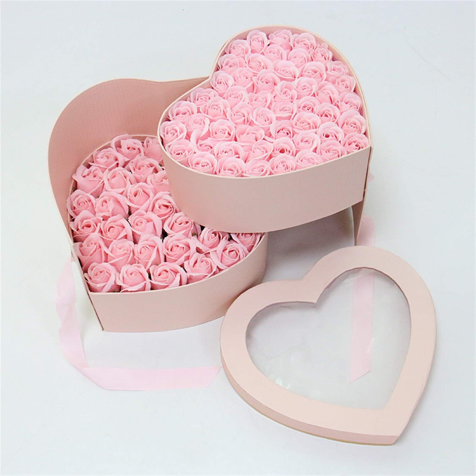 Double Layer Rotating Soap Flower Gift Box - Artificial Rose Wedding Decoration, Creative Love Present & Storage Box (Set of 12) - Perfect for Valentine's Day, Anniversary Gifts & Bridal Shower Decor