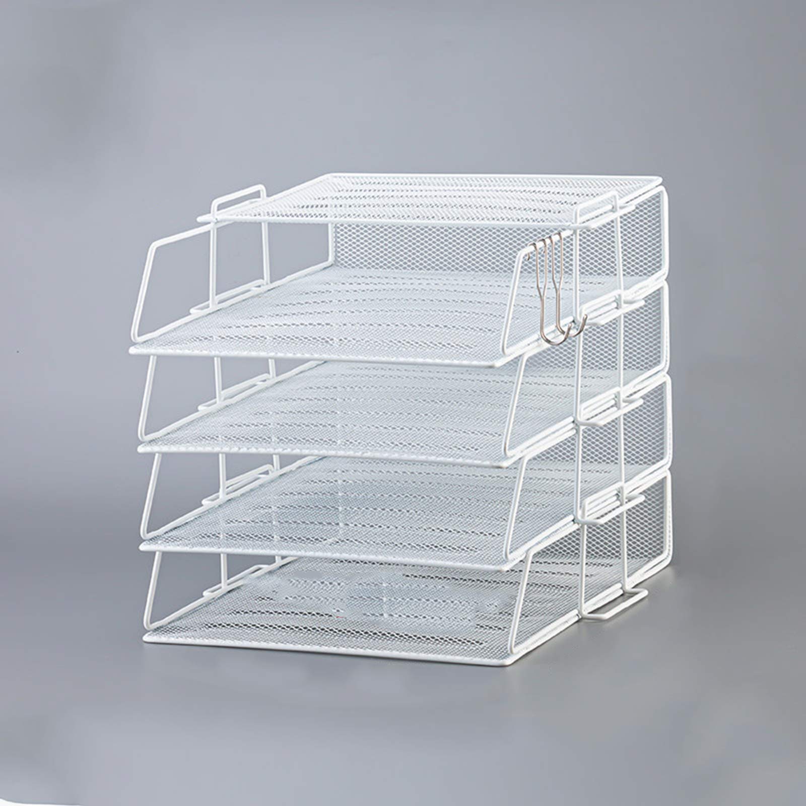 Mesh Desktop Letter Tray Organizer - 4-Tier Black/White Office Paper File Storage for Documents | Home & Workspace Organization | Perfect for Desk, Countertop, and Filing Cabinet Use