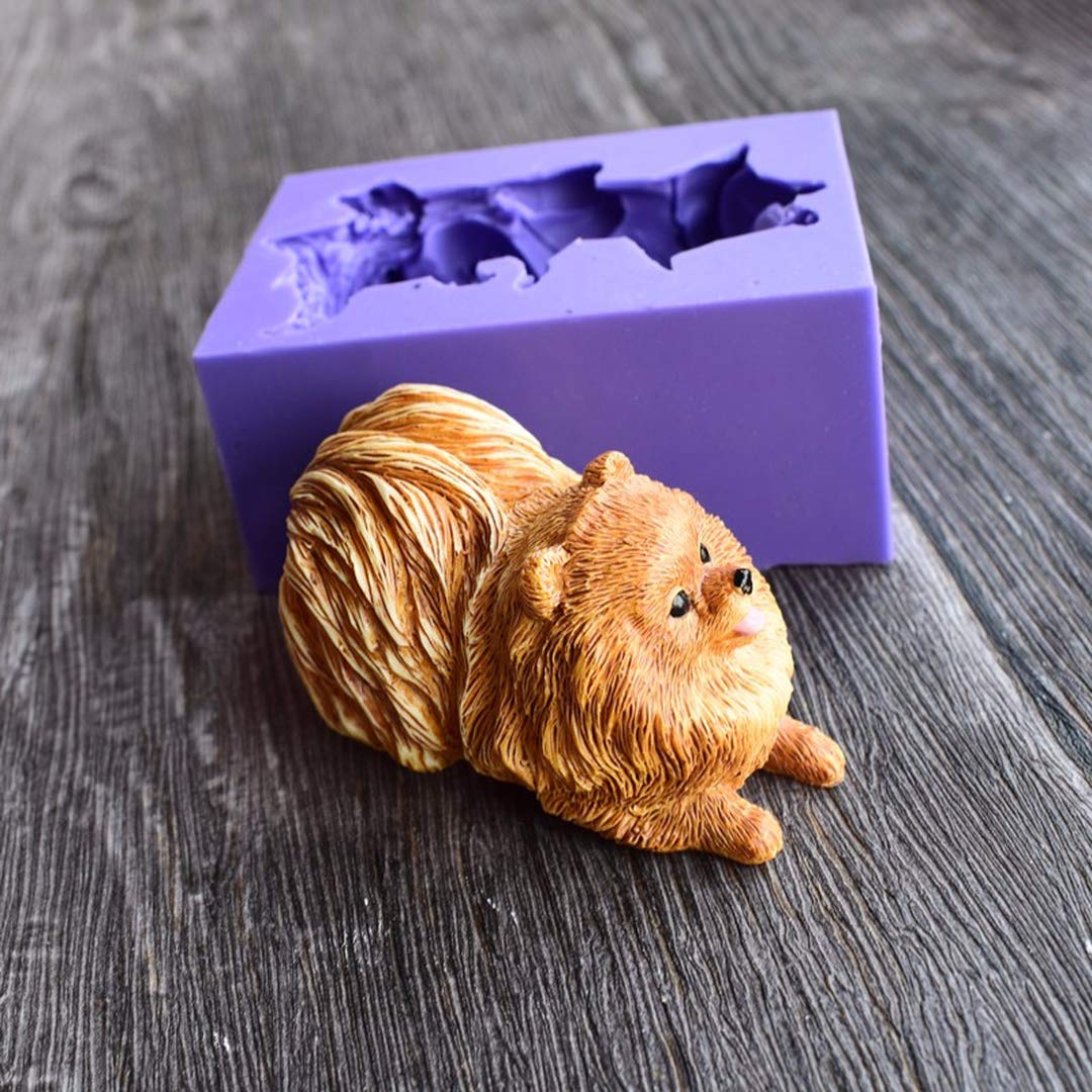 Runloo 3D Silicone Dog Molds for Chocolate, Fondant, Soap & Candles - Cute Puppy & Pomeranian Shapes for Baking, DIY Crafts & Home Decor