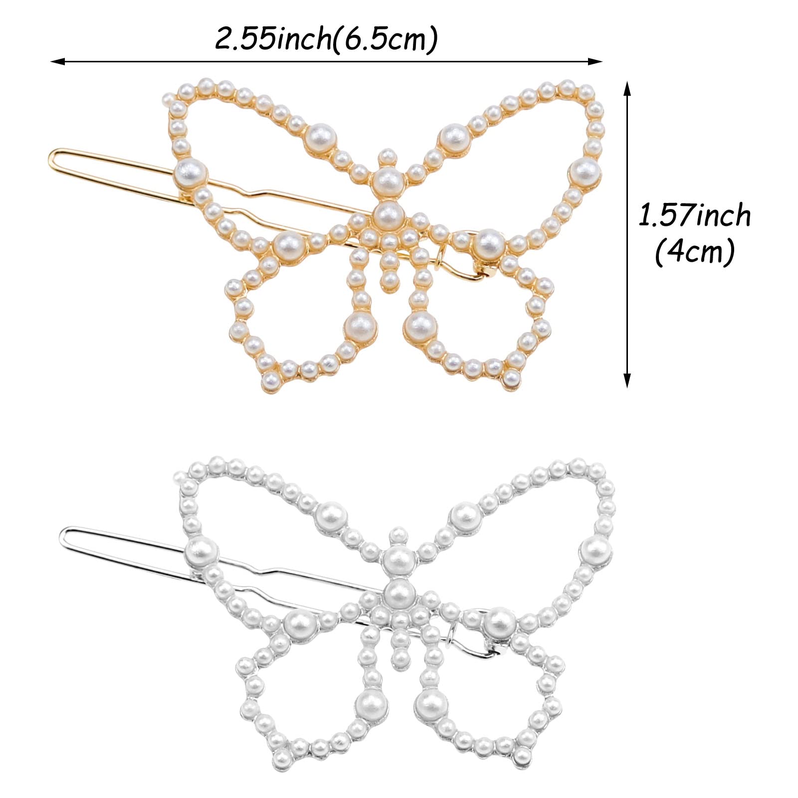6 Pcs Pearl Butterfly Hair Clips - Elegant Hollow Hair Pins, Metal Butterfly Hair Barrettes for Women, Girls - Perfect for Weddings, Parties & Daily Hair Accessories