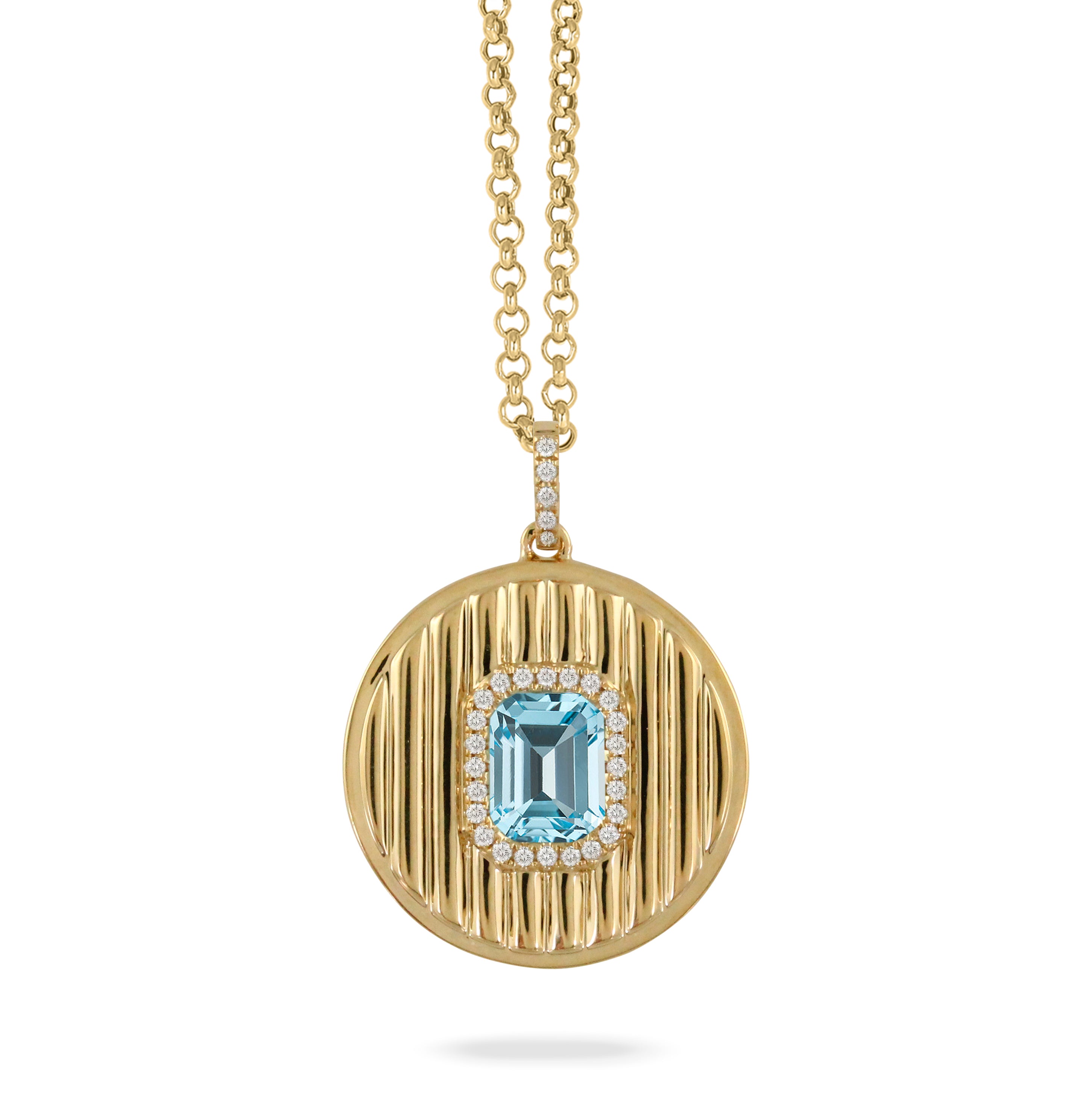Blue Topaz & Diamond 18K Yellow Gold Pendant Necklace for Women - Elegant Jewelry Gift for Birthday, Anniversary & Special Occasions
