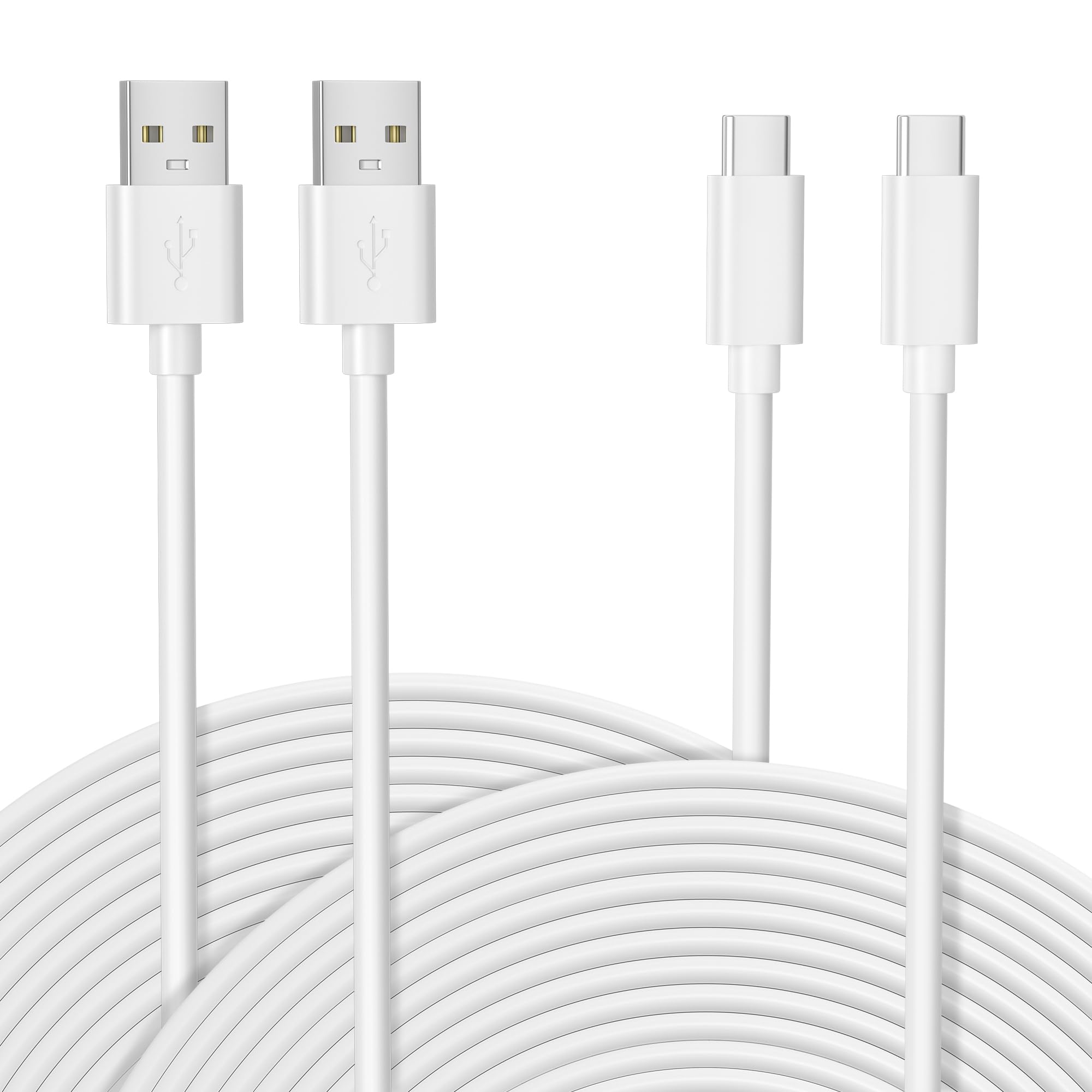 BASESAILOR Blink Mini 2 Camera Extension Lead 6M/2Pack - Extra Long USB A to USB C Charging Cable for Blink Outdoor 4 (4th Gen), Petcube Cam 360 & Security Cameras - Indoor/Outdoor Use for Home Surveillance, Baby Monitoring & Pet Watching