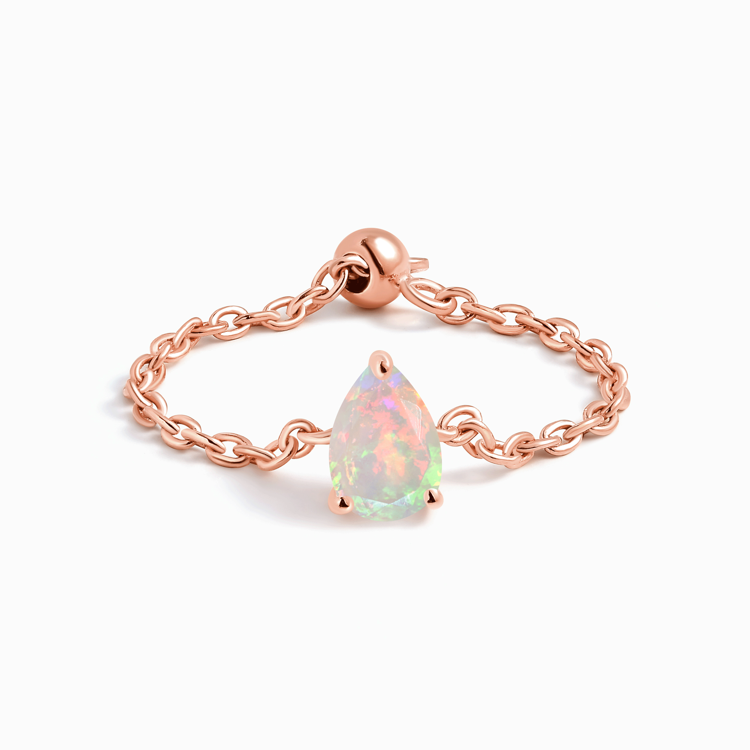 Opal Adjustable Chain Ring - Elegant Dew Drop Design for Women | Perfect for Weddings, Parties & Everyday Jewelry