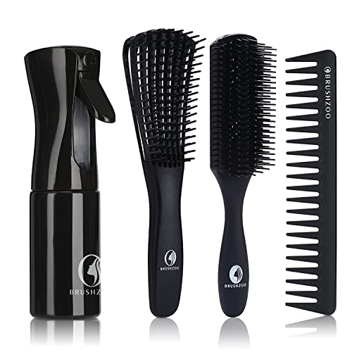 Detangling Hair Brush Set with Hair Spray Bottle - Gentle Knot-Free Styling for Kids & Adults - Perfect for Wet & Dry Hair, Travel & Home Use
