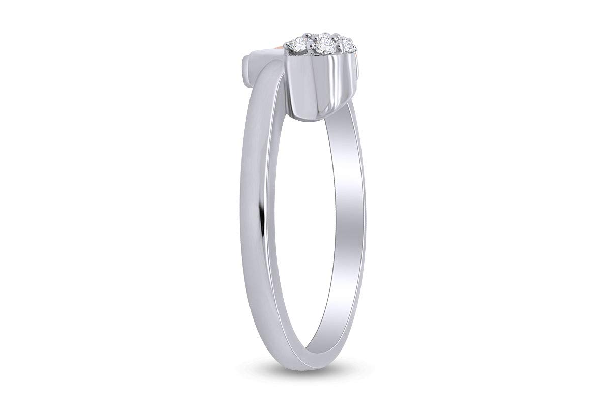 Round White Natural Diamond Accent Mic & Music Note Two Tone Ring - Elegant Jewelry for Musicians, Singers & Music Lovers - Perfect Gift for Performances & Special Occasions