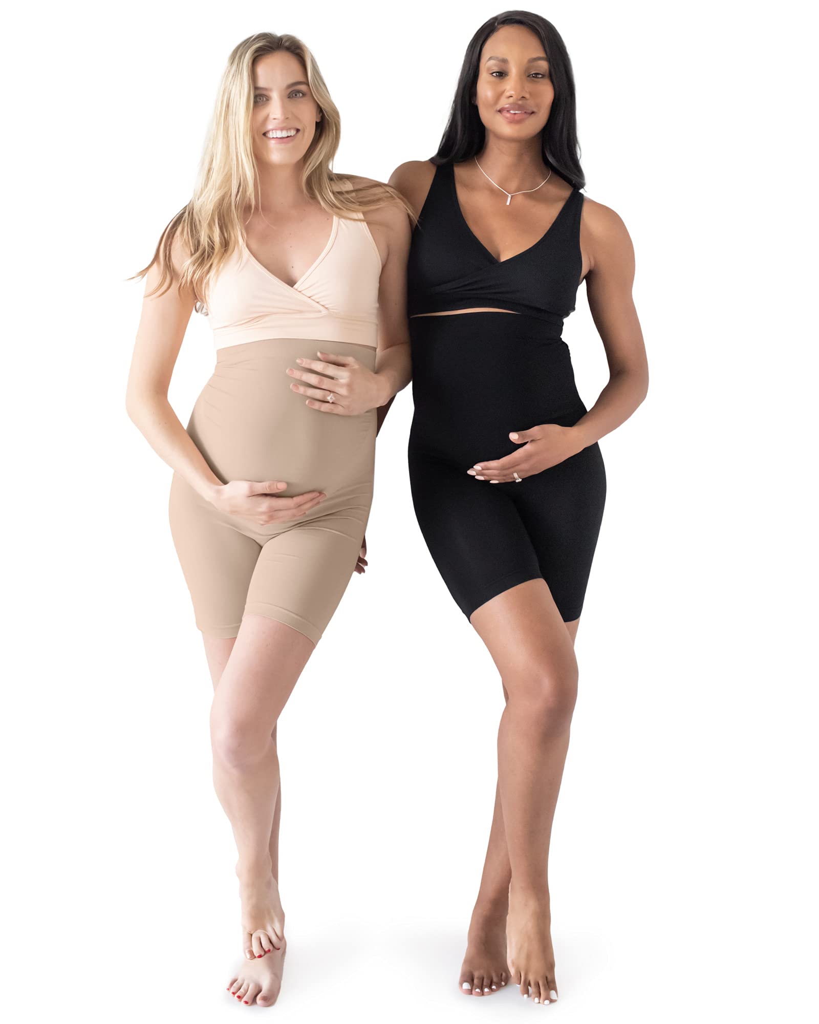 Kindred Bravely Bamboo Seamless Maternity Shorts 2 Pack - Ultra Soft No Rub Pregnancy Shorts for Comfort & Support | Perfect for Yoga, Lounging & Everyday Wear