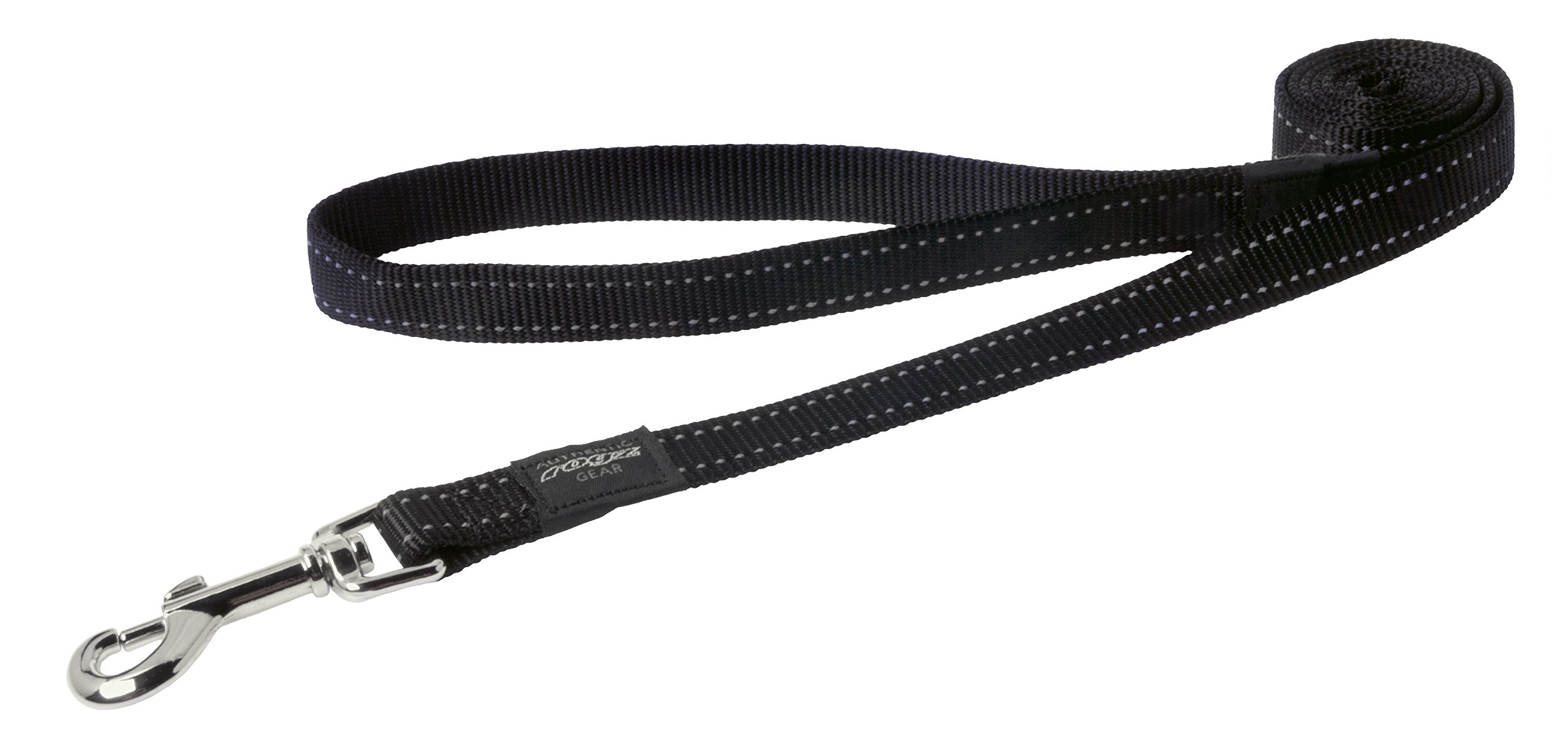 6FT Reflective Dog Leash for Extra Large Dogs - 1 Inch Wide Heavy Duty Black Nylon Pet Lead | Night Walking, Jogging & Outdoor Safety