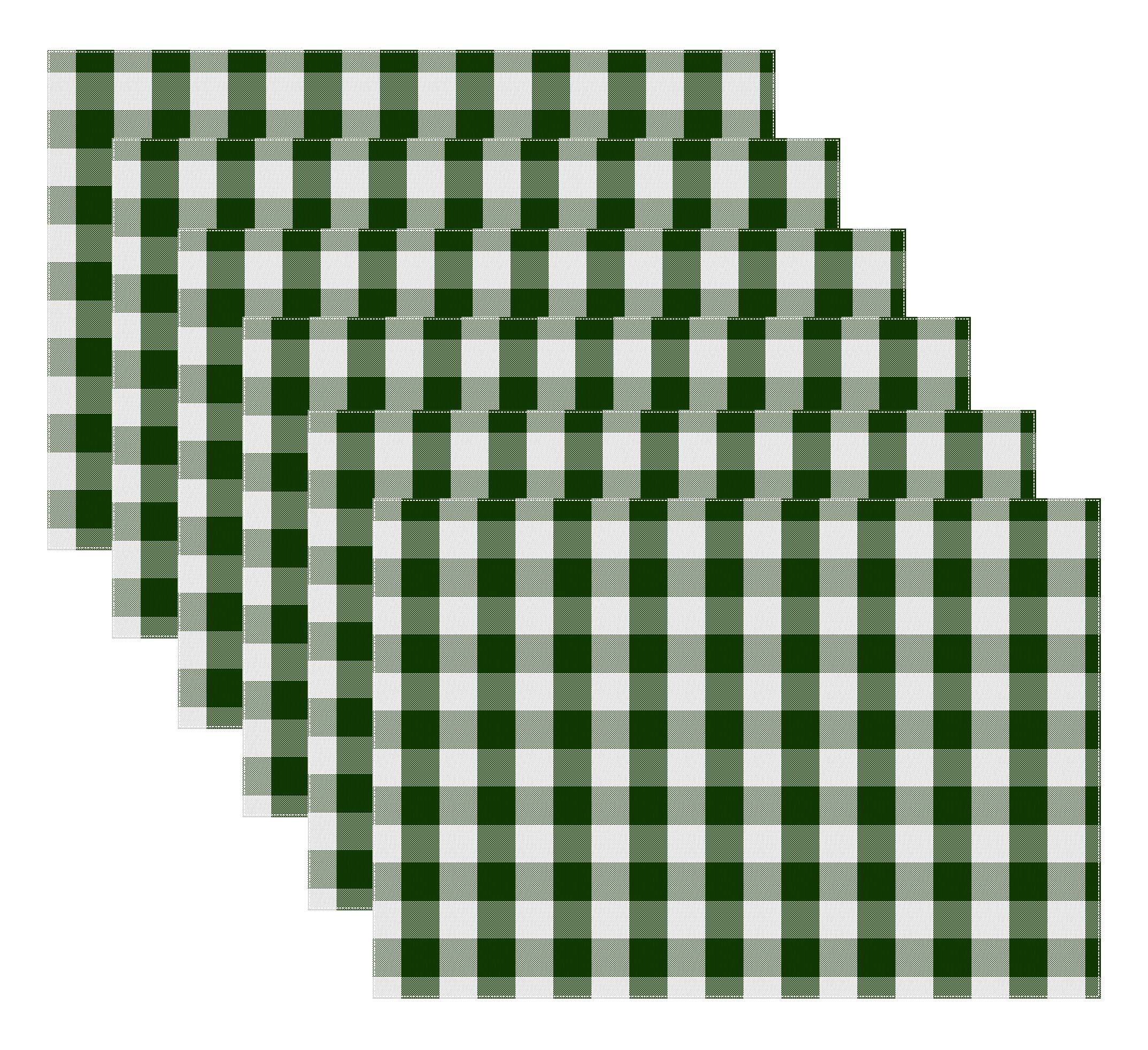 Premium 100% Cotton Oversized 14''x20'' Placemats Set of 6 - Hunter/White Buffalo Check Table Mats for Dining Table, Family Dinners & Wedding Parties | Washable & Durable Table Decor for Rustic Farmhouse, Modern Kitchen & Holiday Gatherings
