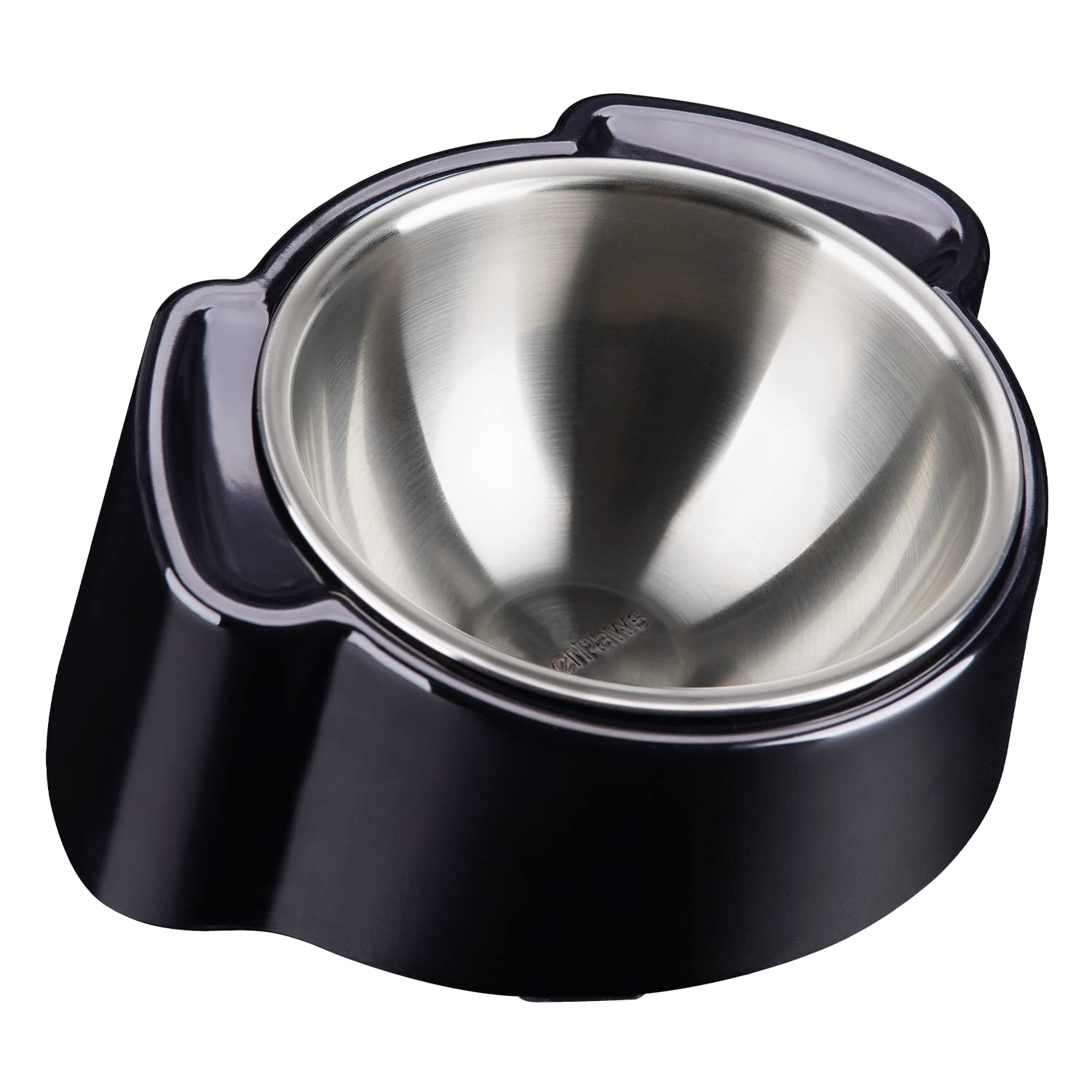 15° Slanted Stainless Steel Elevated Dog Bowl - Spill Proof Tilted Pet Food Dish for Small Dogs & French Bulldogs - Perfect for Messy Eaters & Pets with Neck Pain (Black) - Ideal for Home, Travel & Outdoor Use