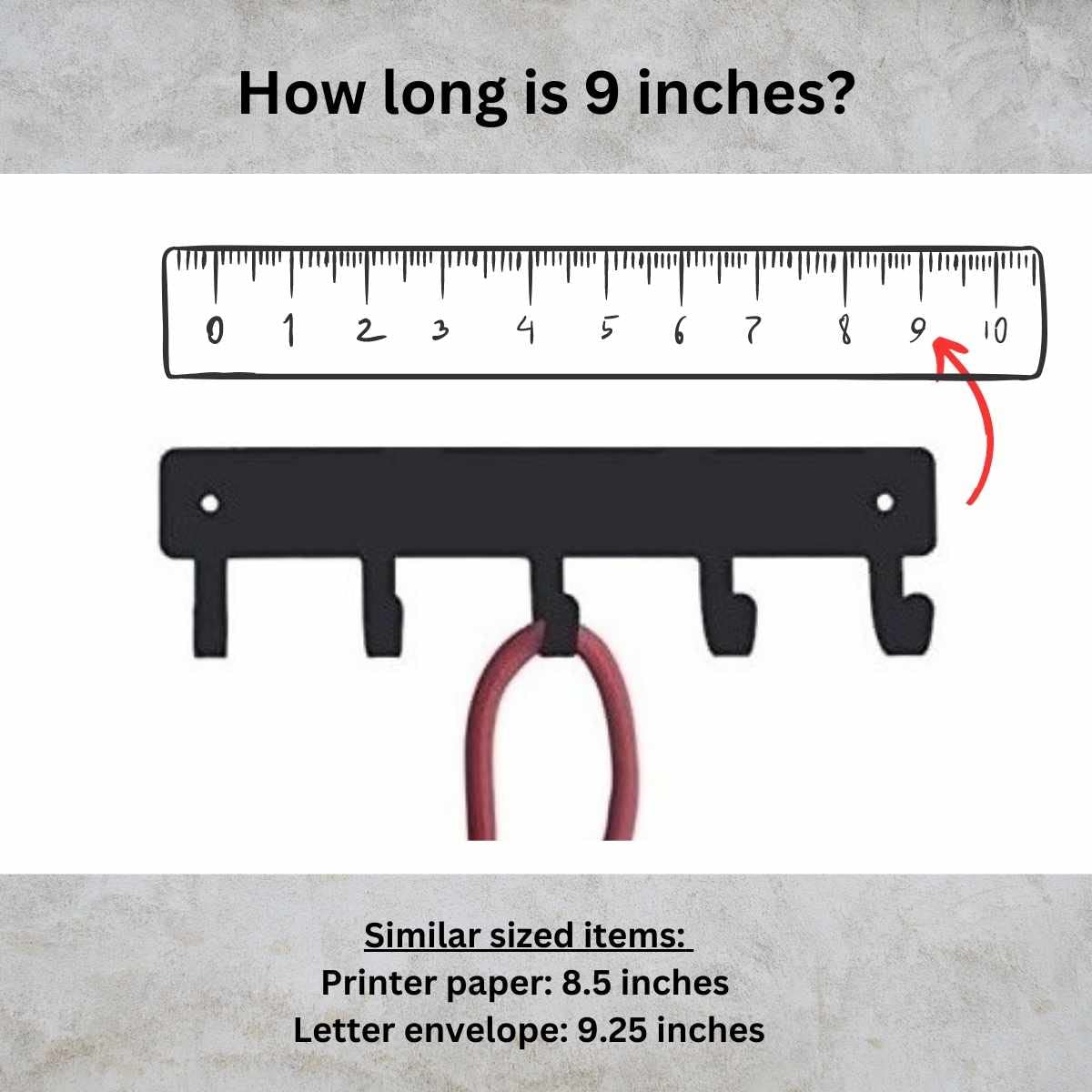 Lineman Wall Key Holder - Large 9 Inch Wide with 5 Storage Hooks - Made in USA - Perfect for Garage, Workshop & Entryway Organization