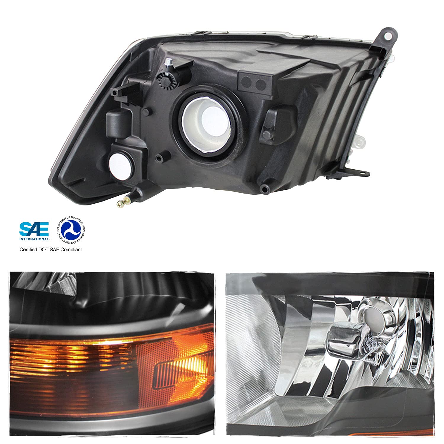 AKKON Black LED Headlights with C-Light Bar & Tail Brake Lights - Compatible with 2009-2018 Ram 1500, 2010-2018 Ram 2500/3500 (Pair Left+Right) - Upgrade Your Truck's Style & Night Visibility for Off-Roading, Daily Commute & Night Driving