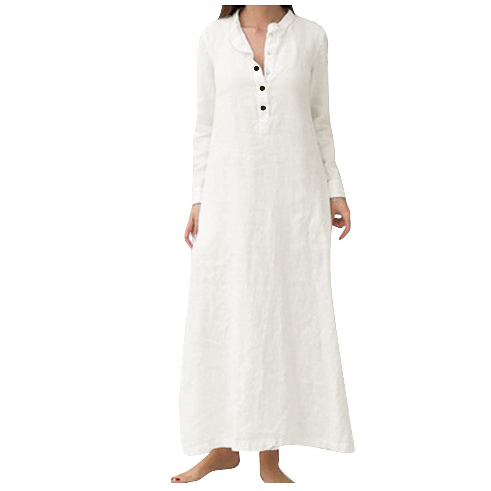 HAOREEKZ Women's Summer Maxi Dress - Long Sleeve Button Down Lapel Shirt Dress for Casual Wear | Beach, Office, Date Night Outfits