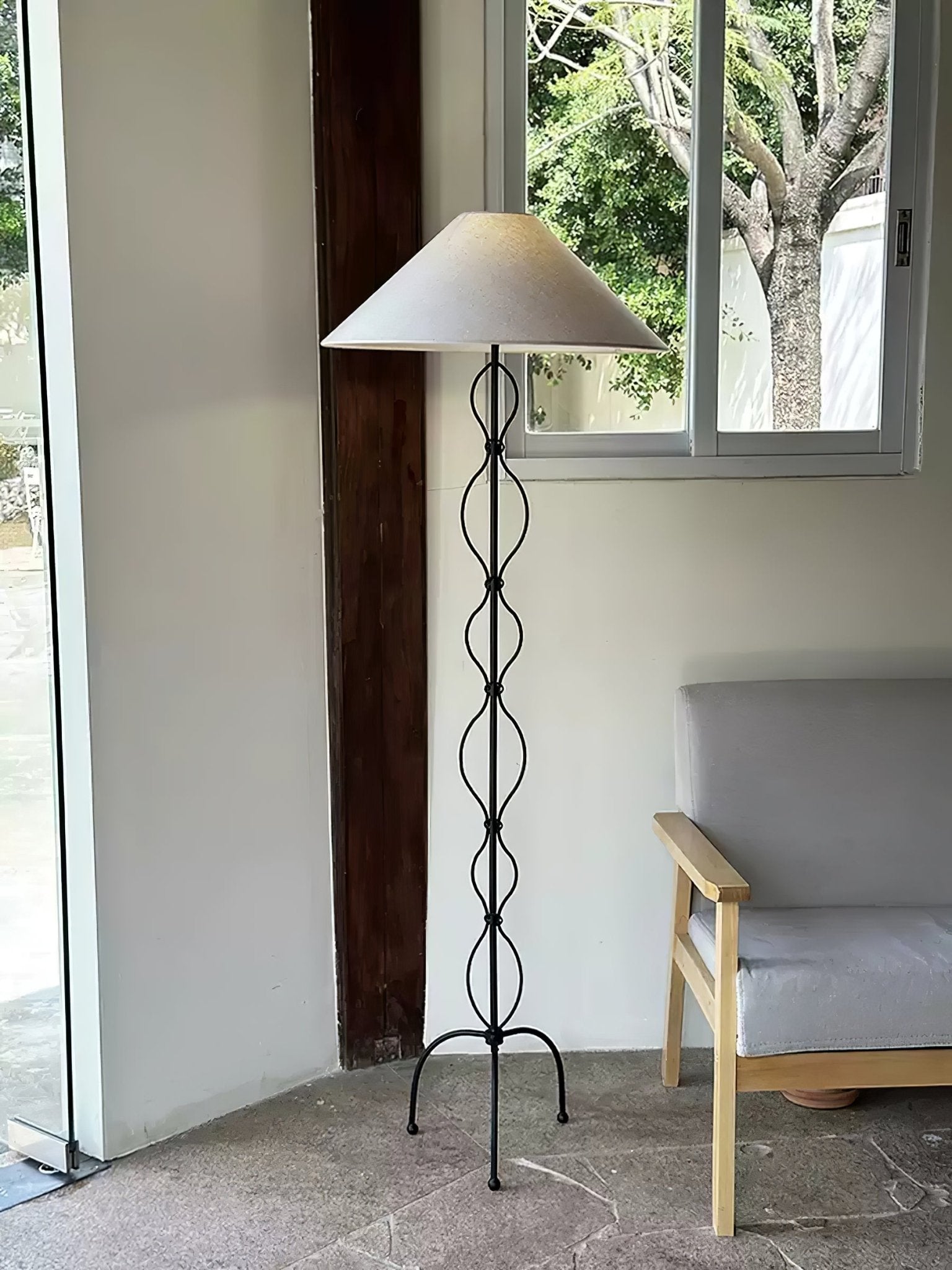 Modern Minimalist Iron Twist Floor Lamp - Adjustable Height Standing Light for Living Room, Bedroom, or Office - Perfect for Reading, Working, and Ambient Lighting