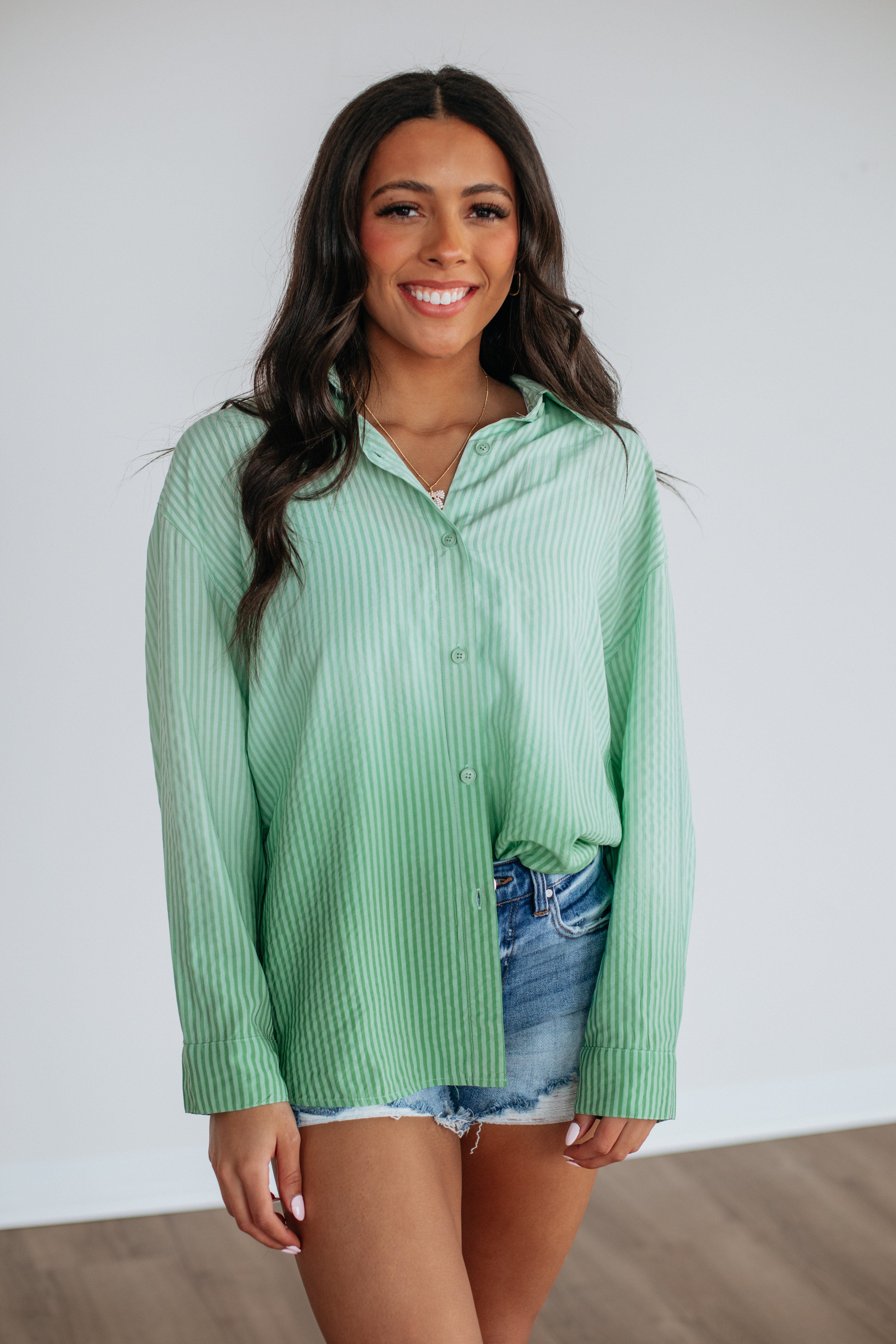 Brindi Women's Striped Button Down Shirt - Casual Long Sleeve Blouse for Office, Dating & Everyday Wear