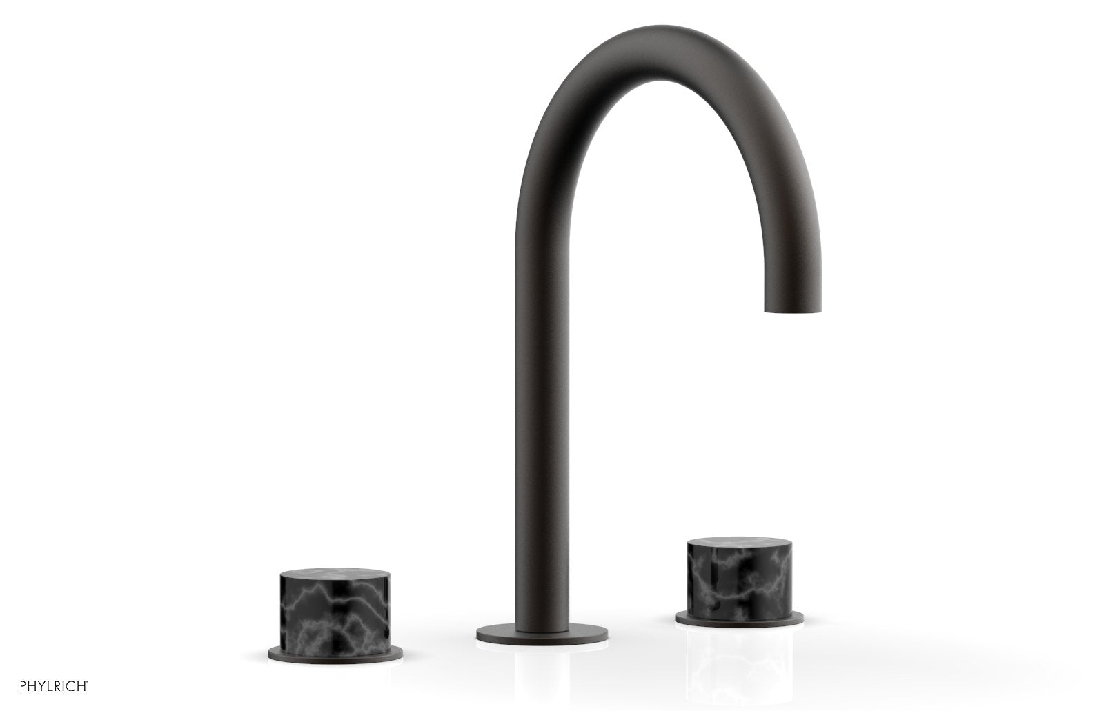Premium BASIC II Widespread Bathroom Faucet with Black Marble Handles - 8 Inch Centerset, Matte Black Finish for Modern Vanities - Perfect for Guest Bathrooms & Powder Rooms