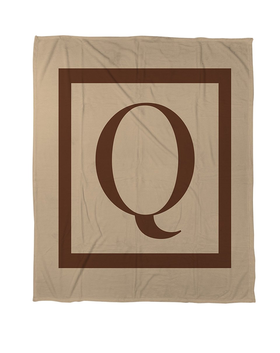 Monogrammed Letter Q Caramel Classic Block Duvet Cover - Queen/Full Size by Manual Woodworkers & Weavers | Luxury Bedding for Master Bedroom & Guest Room Decor