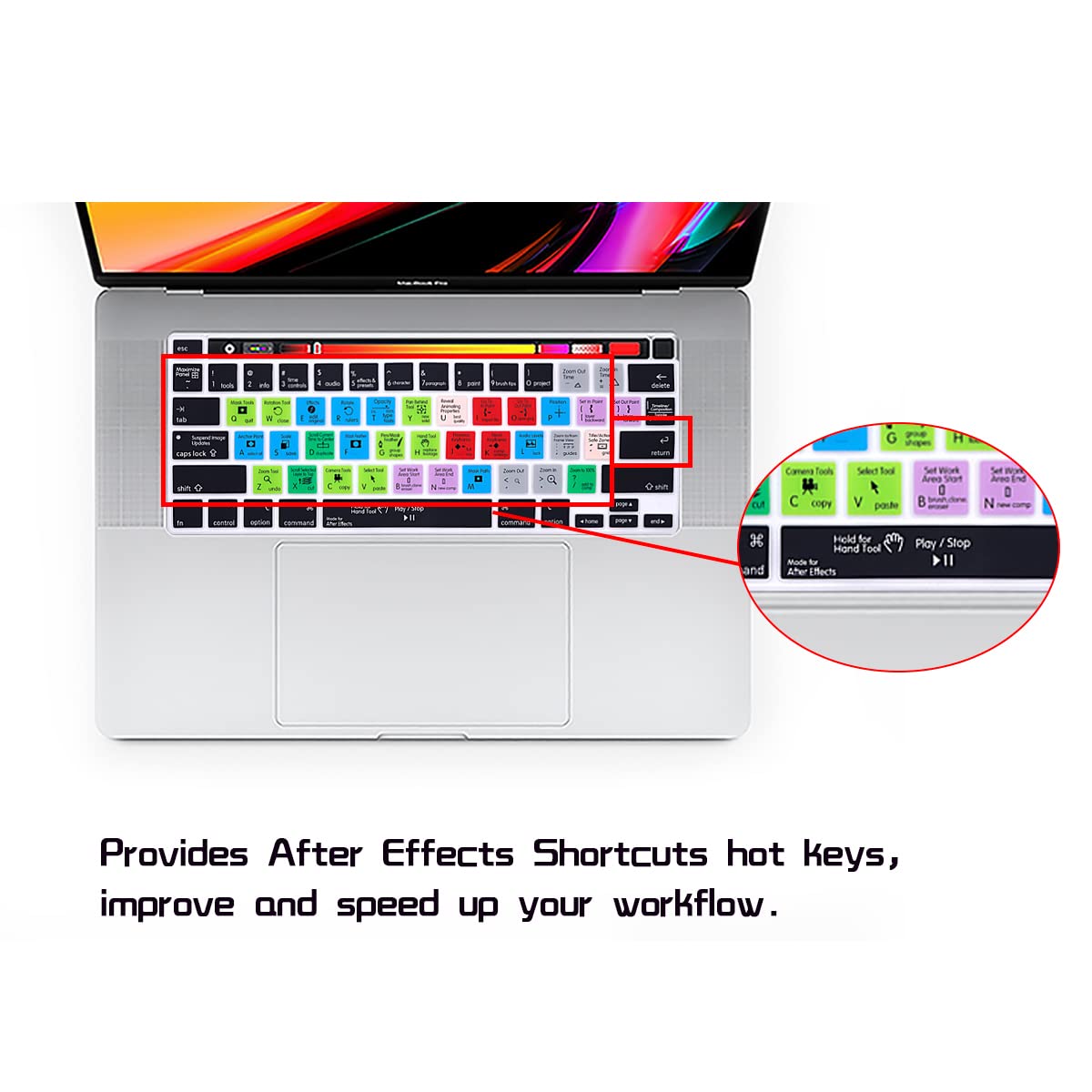 HRH After Effects Shortcuts Silicone Keyboard Cover for MacBook Pro 13