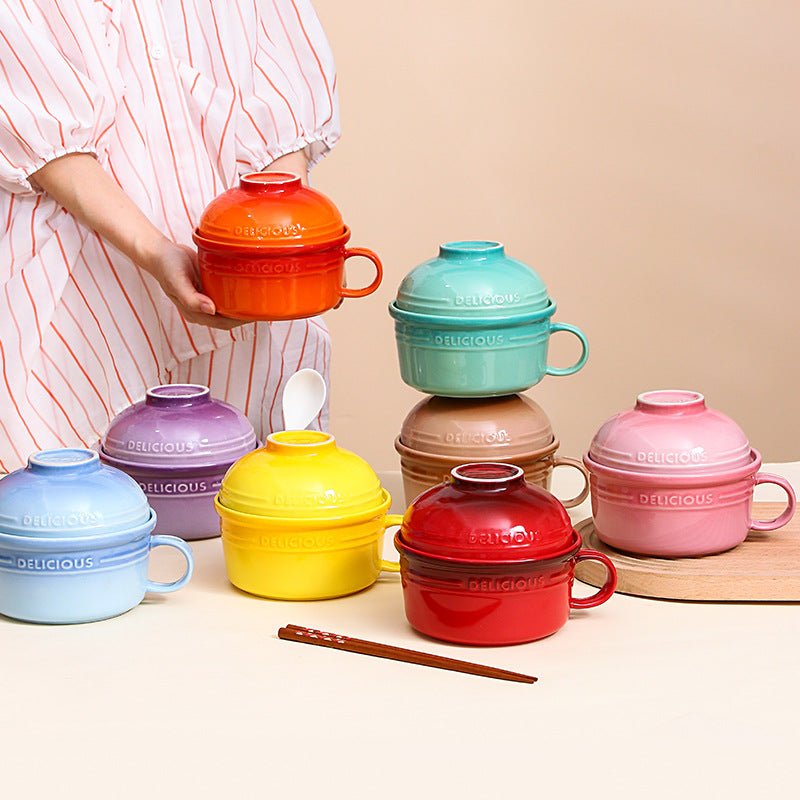 **Kalours Noodle Bowl Set with Lid & Soup Spoon – 50% Off Clearance Sale – Perfect for Ramen, Pho, and Asian Soups at Home**