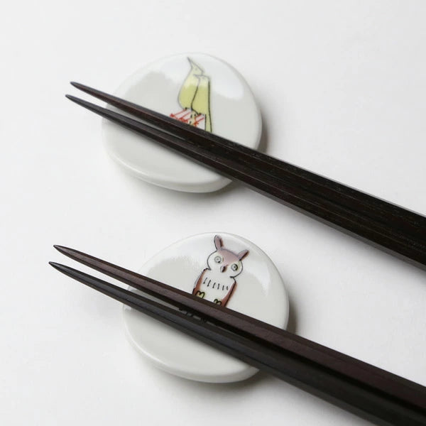 Japanese Kutani Ware Chopstick Rest Set - 5pcs Bird Design Handmade Ceramic Chopstick Holders for Sushi, Asian Dining & Home Tableware Decor