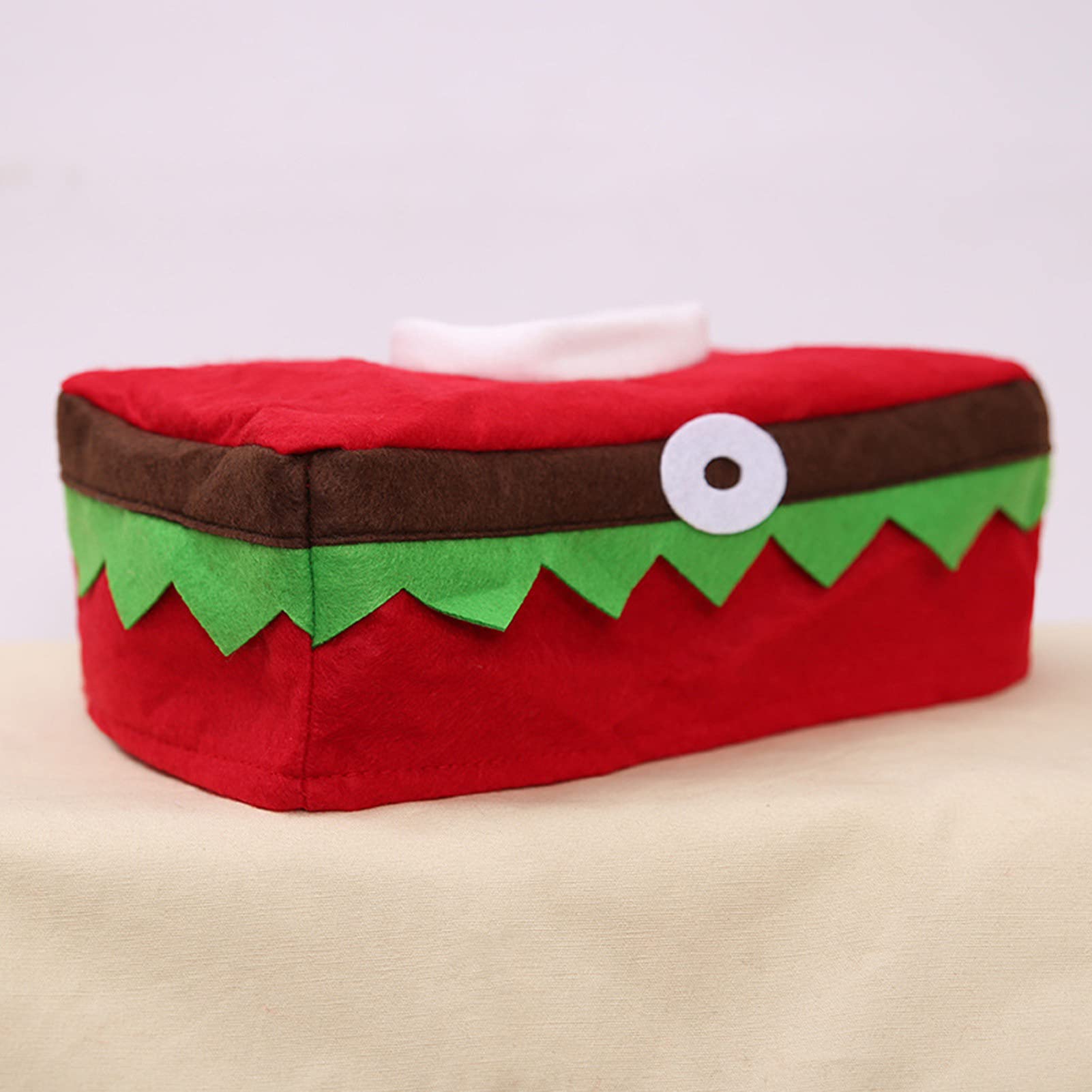 Christmas Tissue Box Cover - Foldable Elf Ornamental Tissue Box Holder for Holiday Home Decor (Red) | Perfect for Living Room, Bedroom & Christmas Party Decorations
