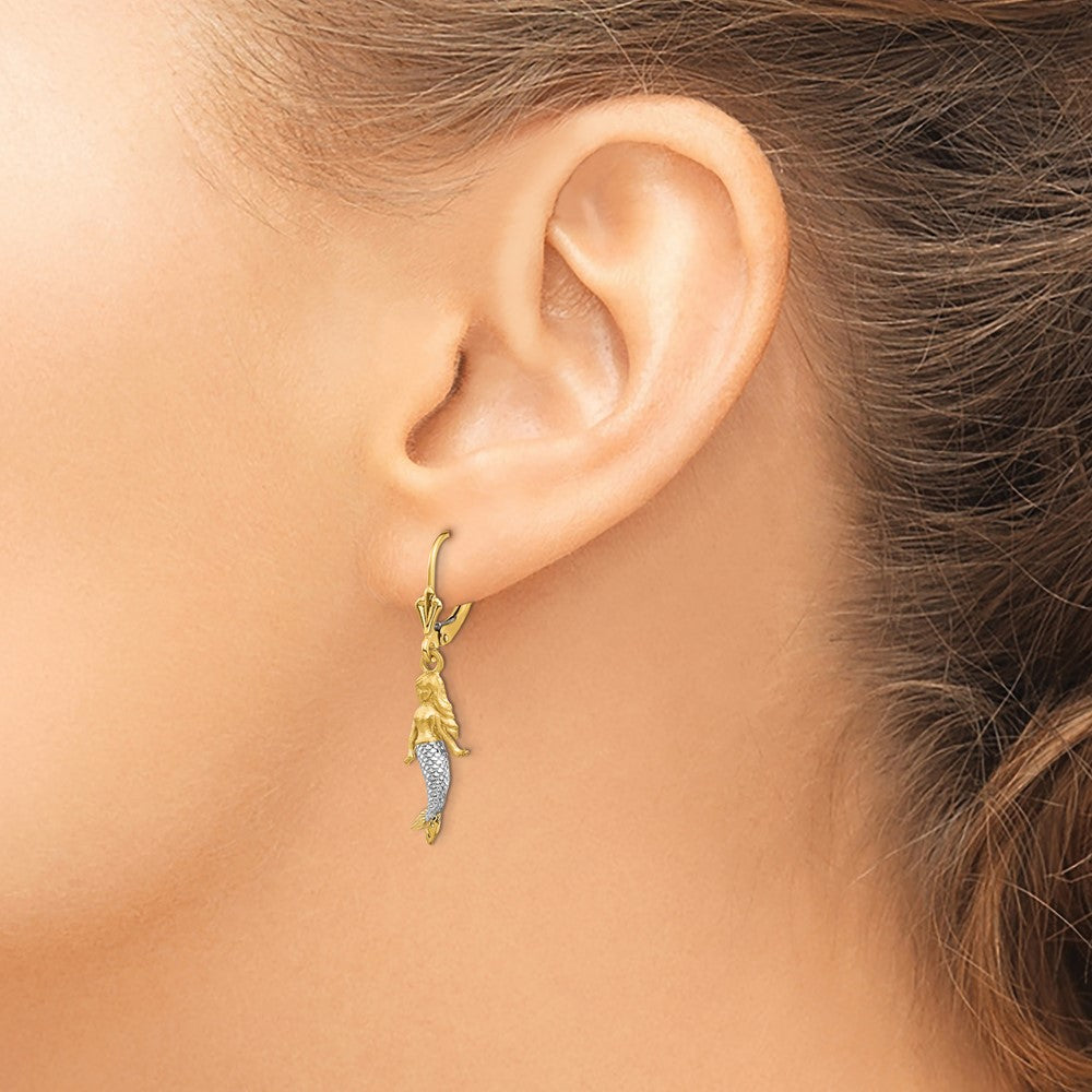 Elegant Gold Brushed & Polished Mermaid Earrings TF1598 - Perfect for Parties, Weddings, and Special Occasions