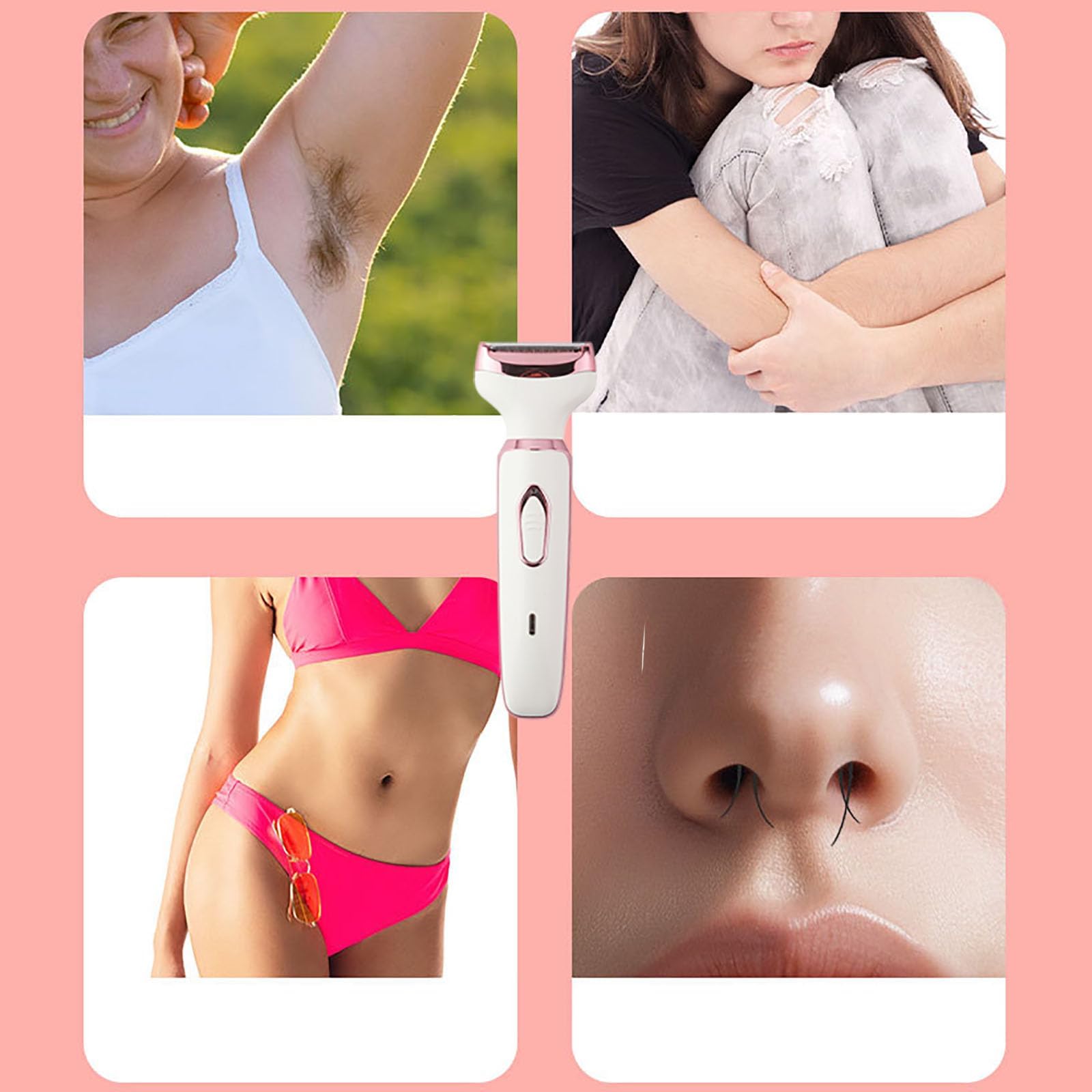 Taletseten 4-in-1 Electric Lady Shaver for Women - Waterproof Women's Shaver with Bikini Trimmer & Facial Hair Remover - Perfect for Legs, Underarms, Bikini Line & Face - Ideal for Travel, Gym & Home Use