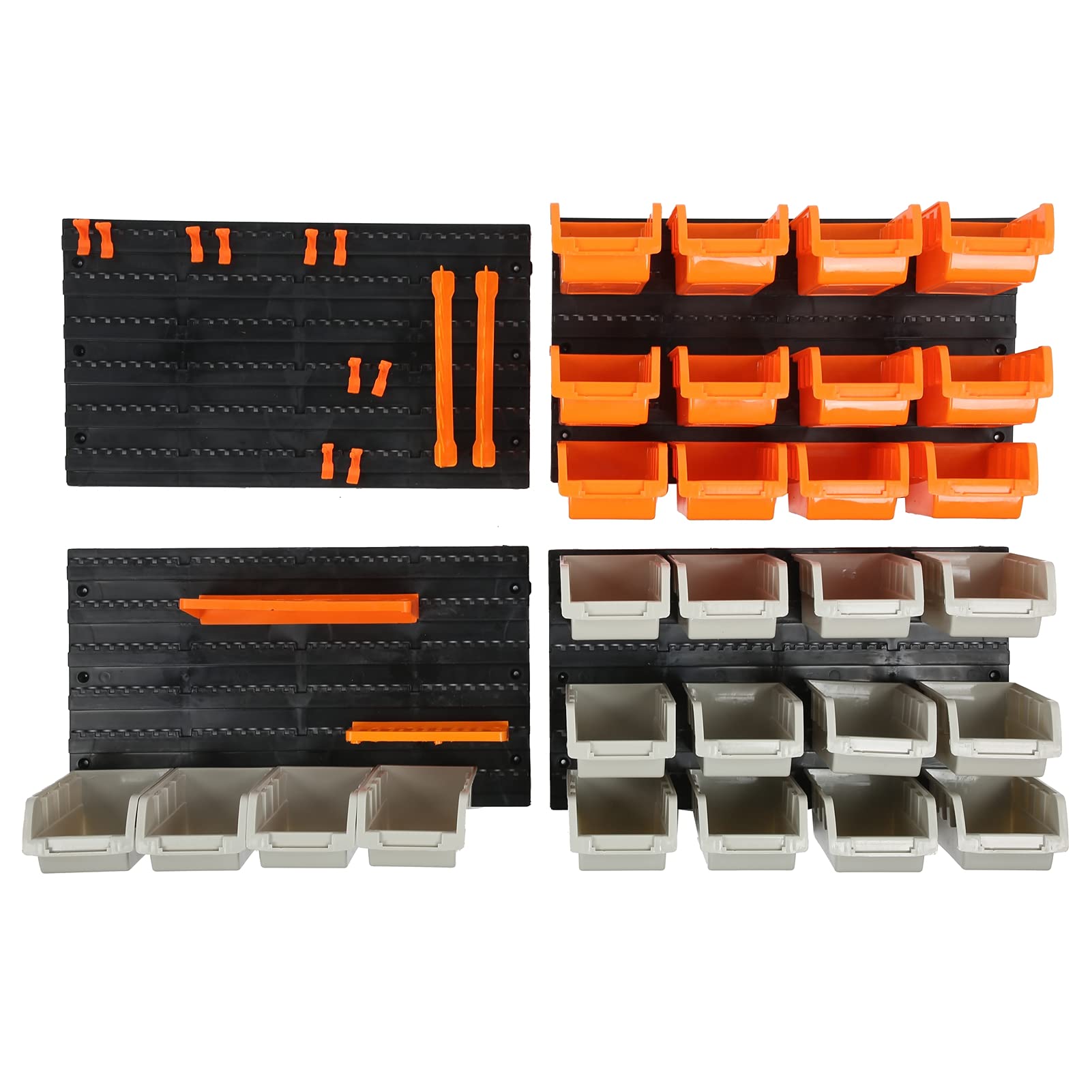 46-Piece Wall Mounted Storage Rack Organizer Set - Heavy Duty Garage Shelves & Workshop Tool Holders for Home, Office, and Utility Room Organization