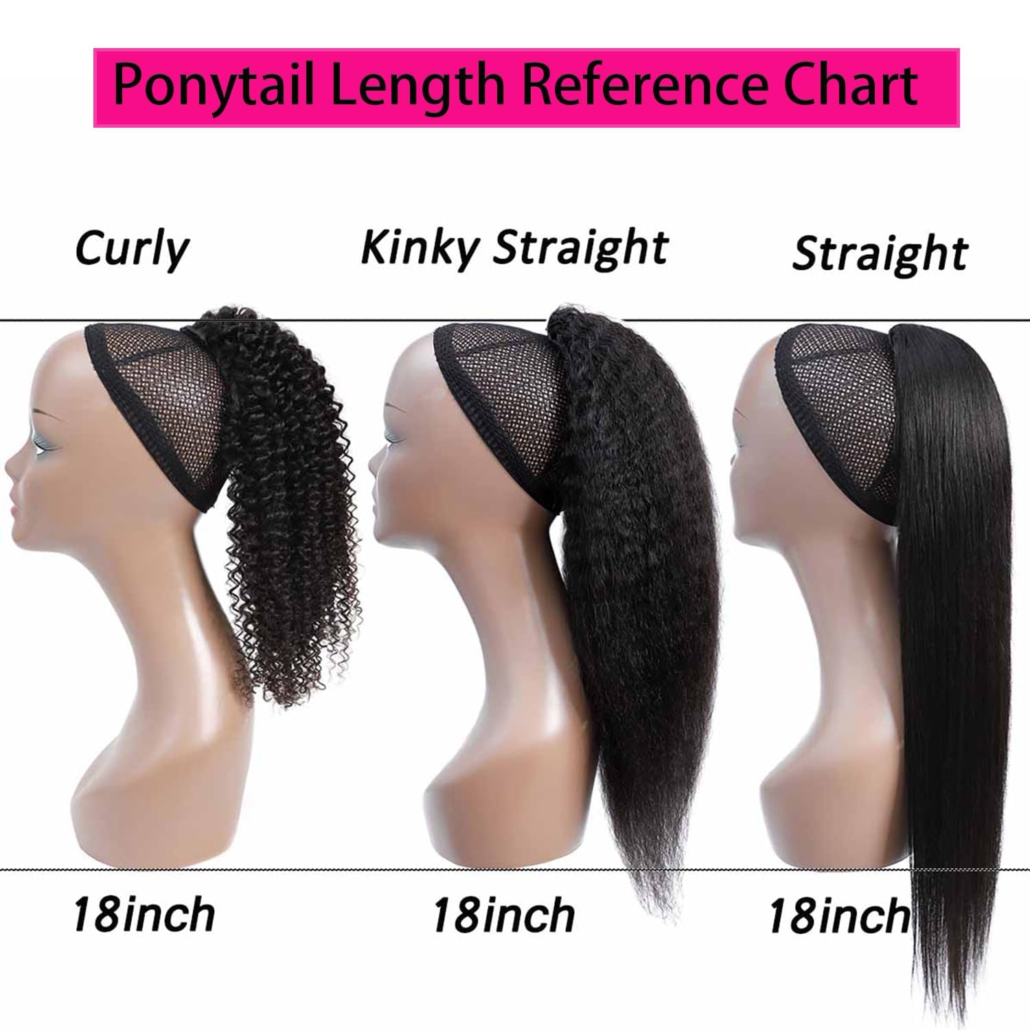 22 Inch Long Wrap Around Kinky Straight Human Hair Ponytail - 100% Yaki Straight Human Hair Extension with Clips & Magic Paste Binding - Perfect for Women's Daily Wear, Parties, and Special Occasions